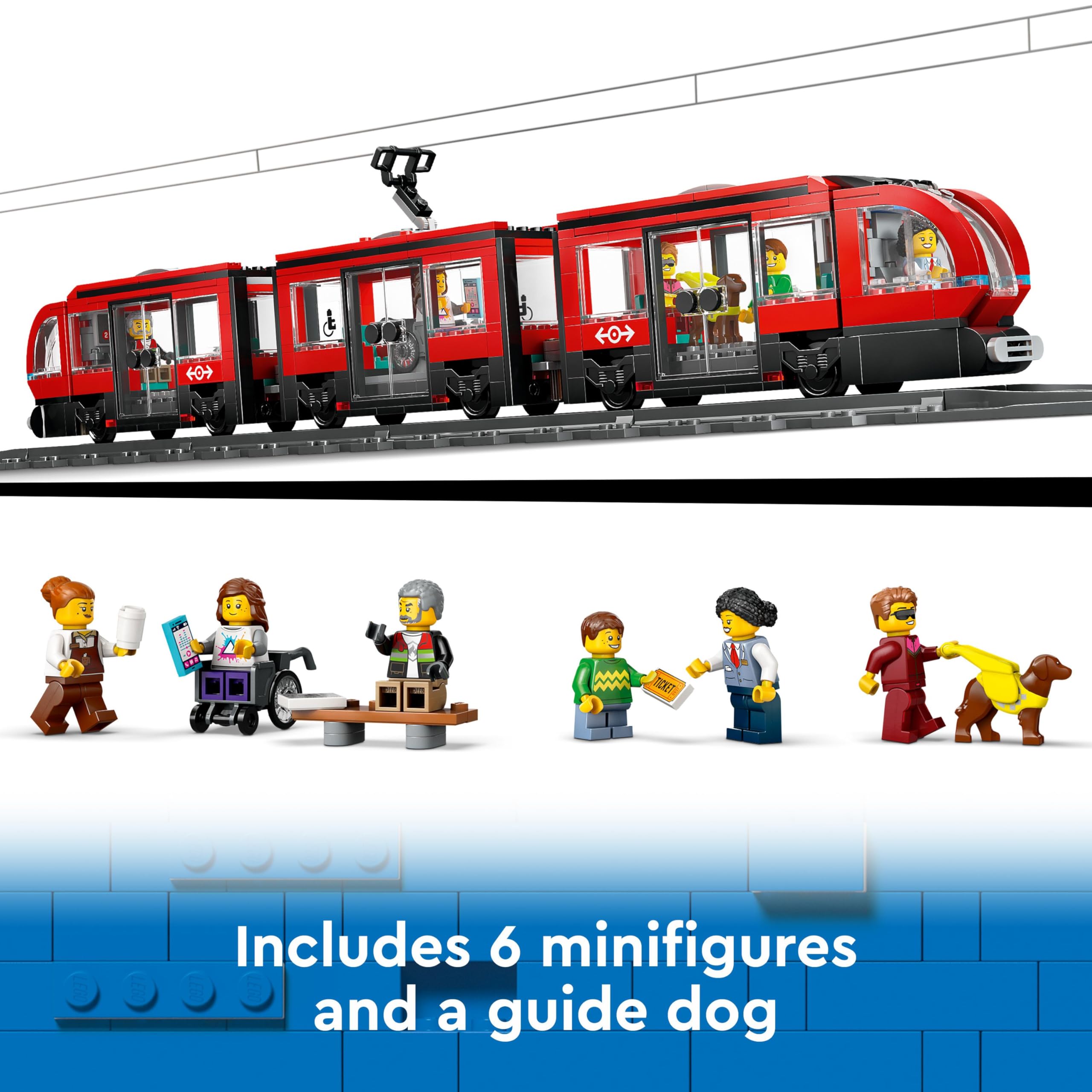 LEGO City Downtown Tram and Station Building Set 60423 for Ages 7+ | 6 Minifigures 6