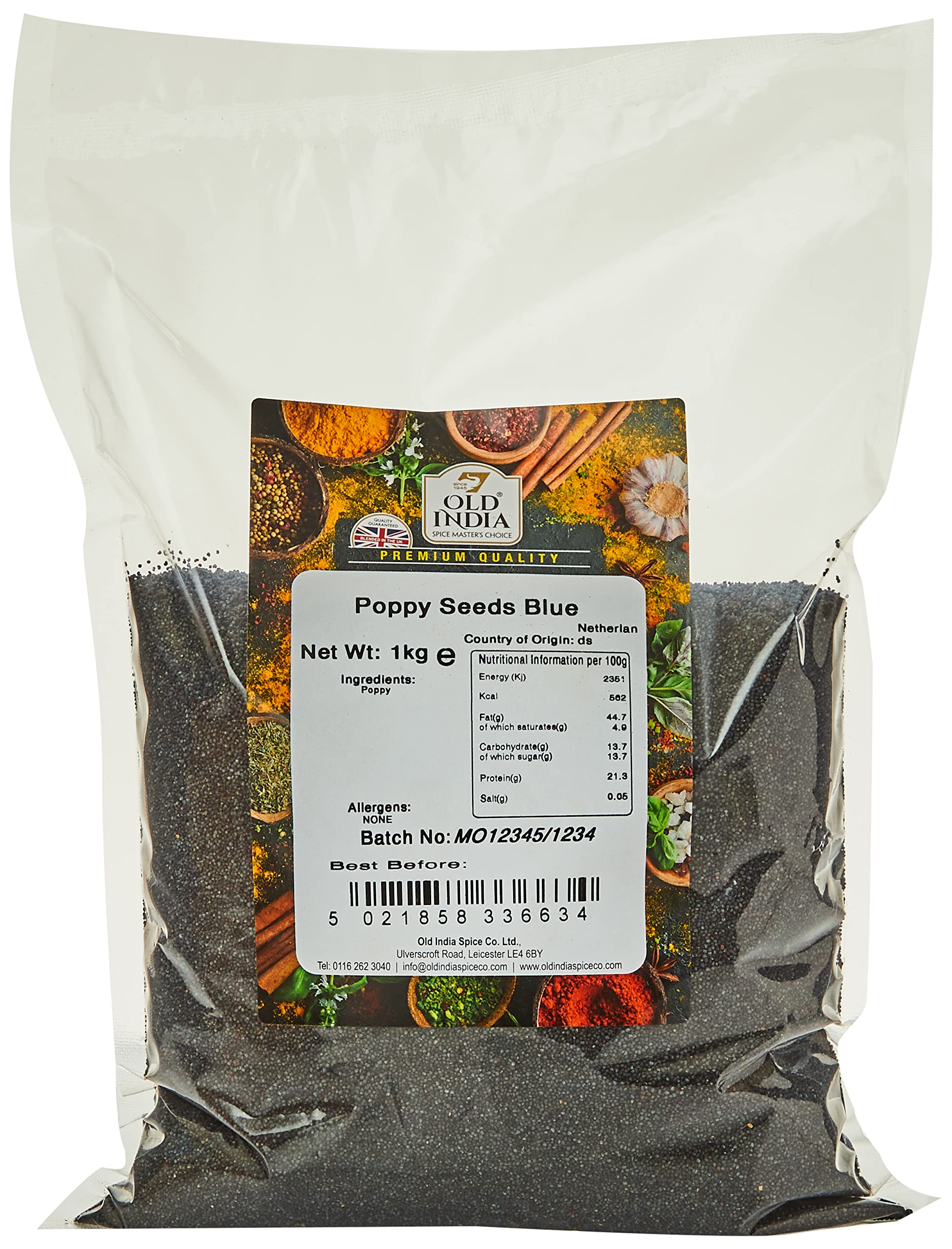 Old India Blue Poppy Seeds - 1 Kg Natural, Additive Free | Up to 2 Year Shelf Life