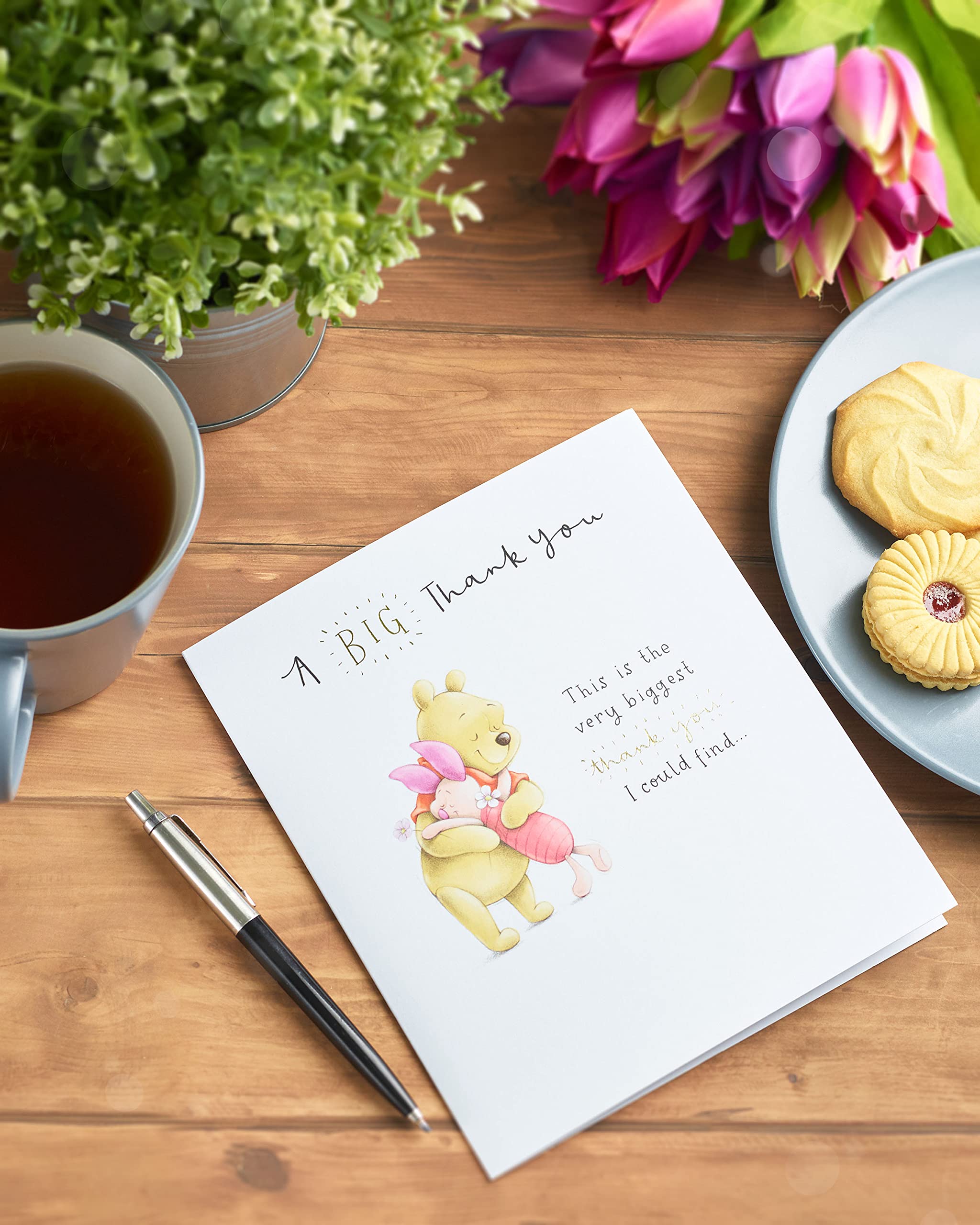 UK Greetings Disney Pooh Bear & Piglet Thank You Greeting Card | Gold Foil | FSC Certified 2