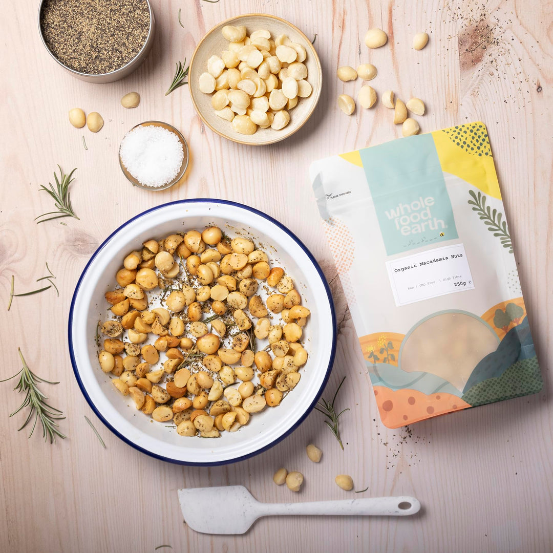 Wholefood Earth Organic Raw Macadamia Nuts 500g | GMO-Free | Vegan | High in Protein & Fiber