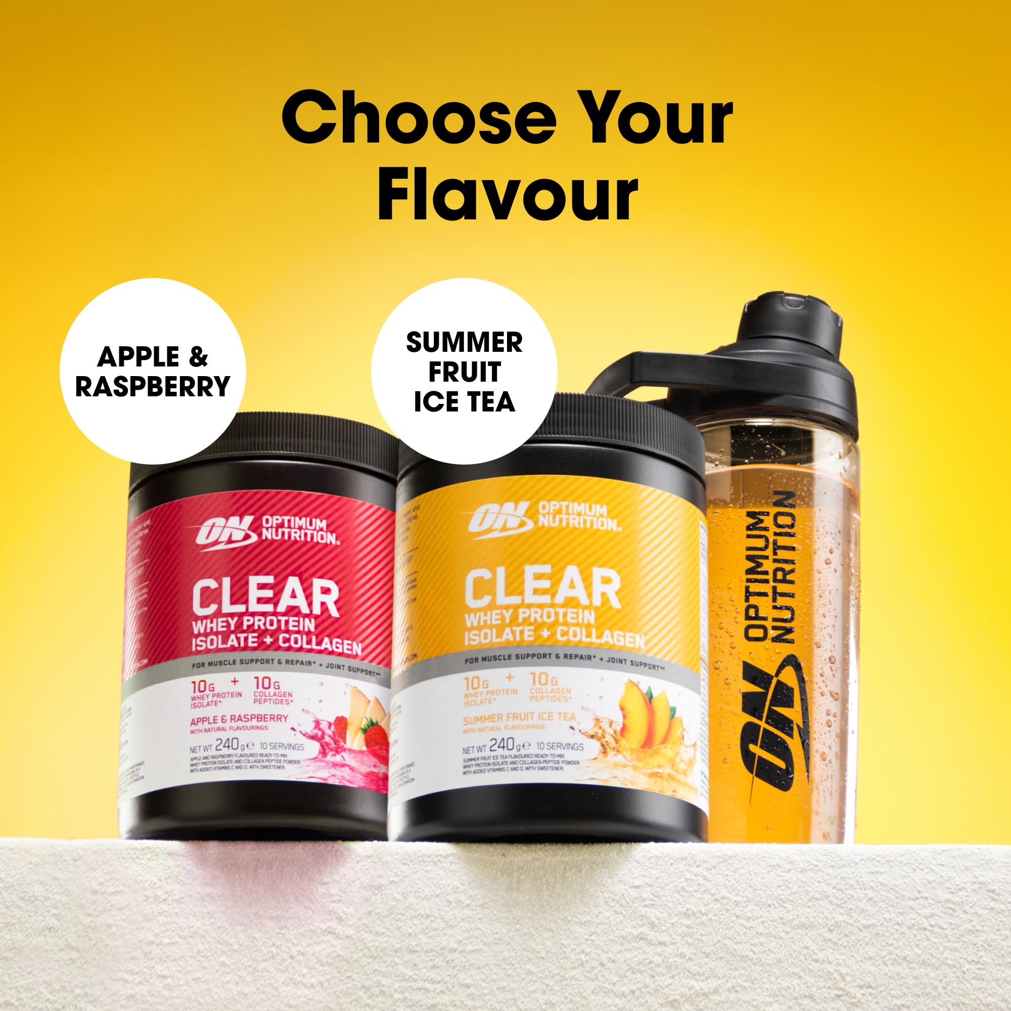 Optimum Nutrition Clear Whey + Collagen Summer Fruit Ice Tea Flavour 240g 5
