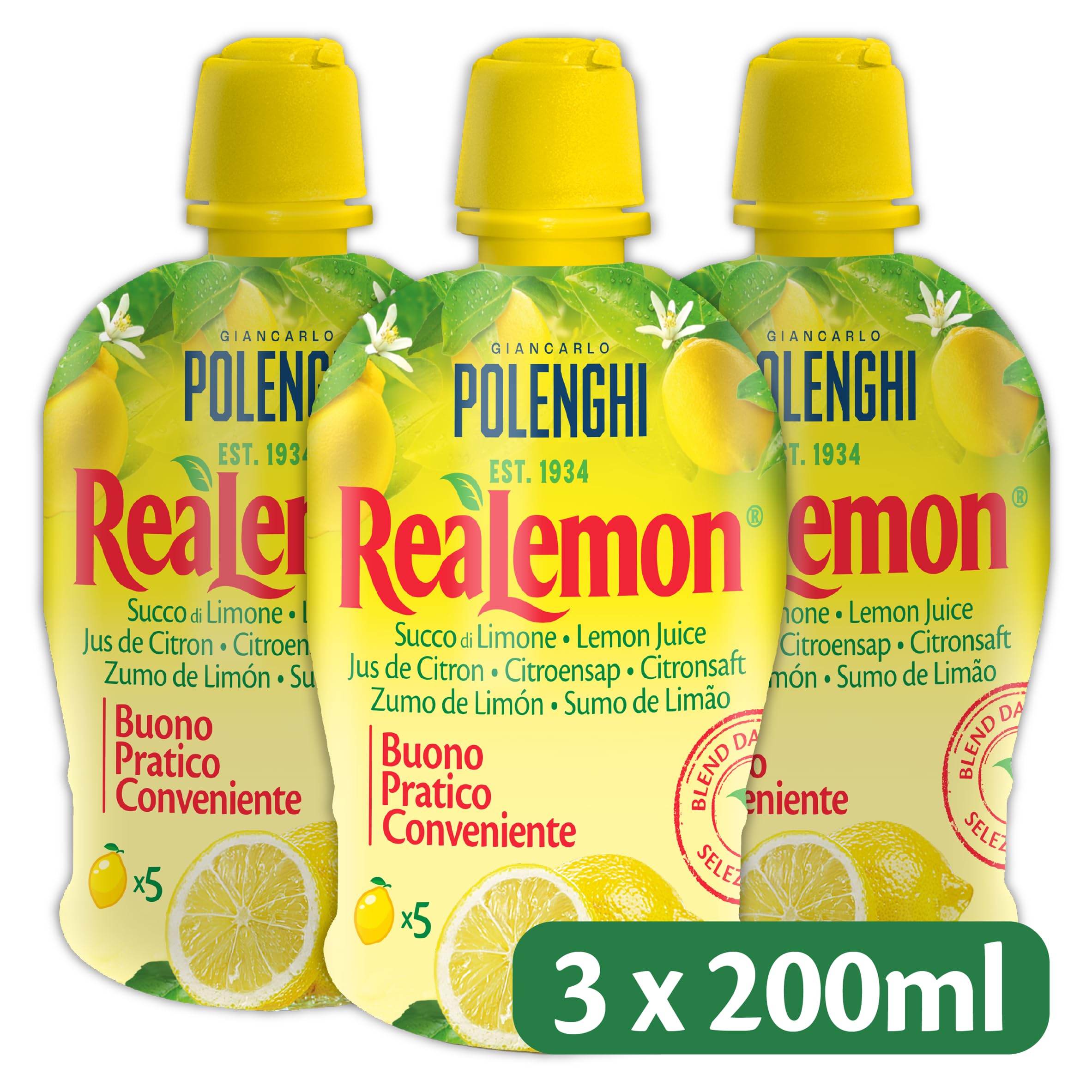 Polenghi Lazy Lemon Juice - 100% Italian Lemons 3 x 200ml 2