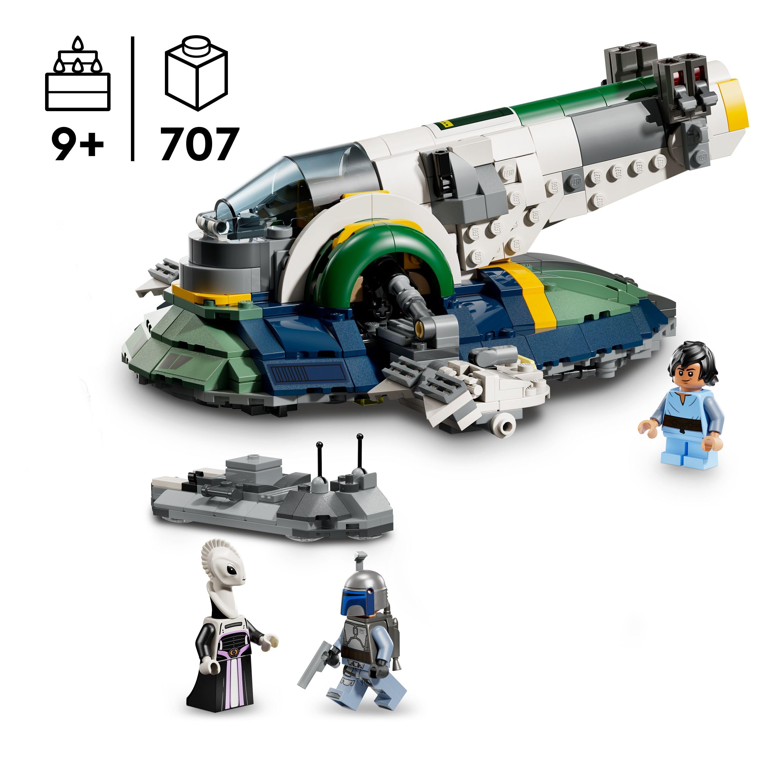 LEGO Star Wars 75433 Jango Fetts Raumschiff – Baubares Spiel- und Ausstellungsspielzeug mit rotierenden Flügeln für Kinder ab 9 Jahren