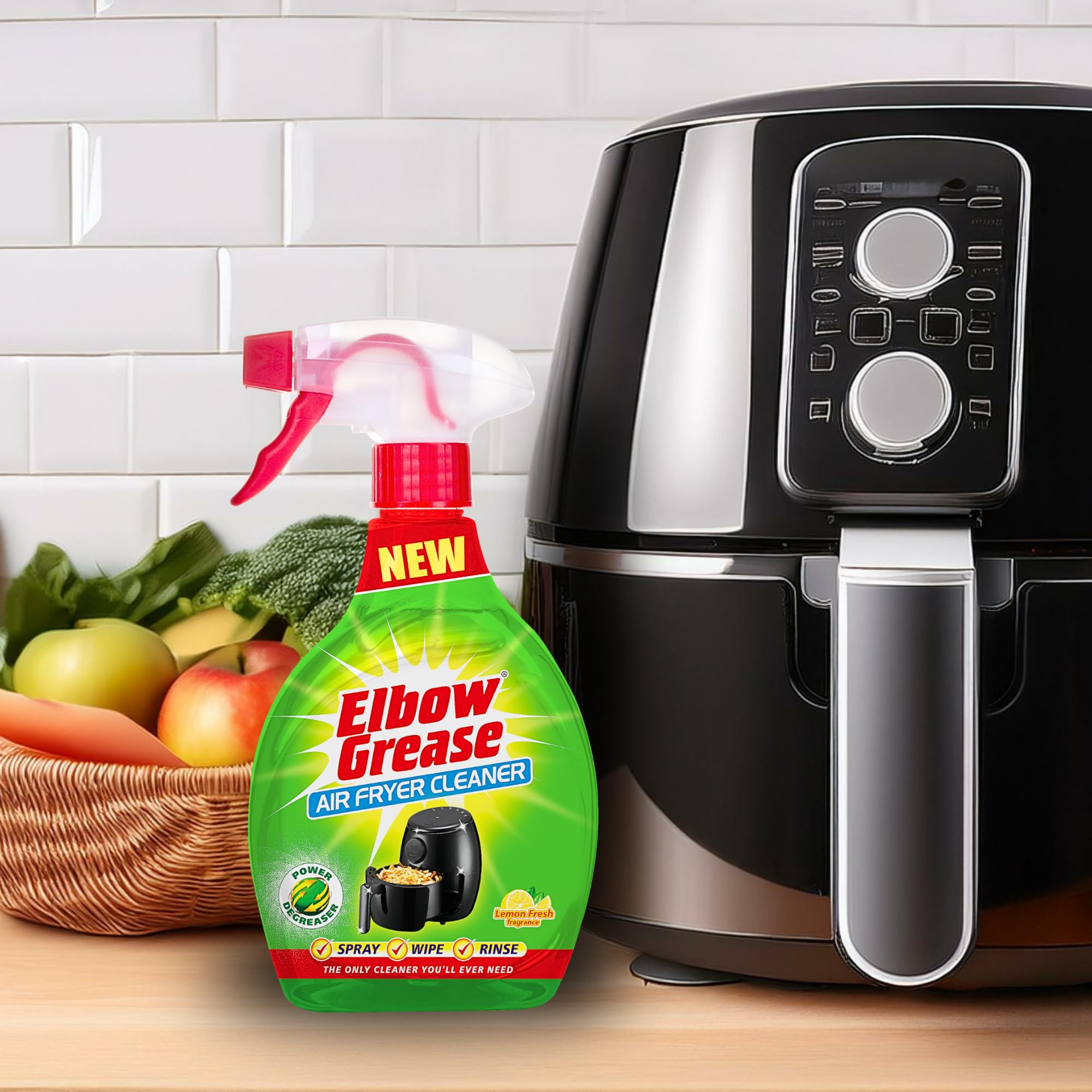 Elbow Grease Air Fryer Cleaner Spray - Powerful Degreaser | Lemon Fresh Scent | 500ml 7