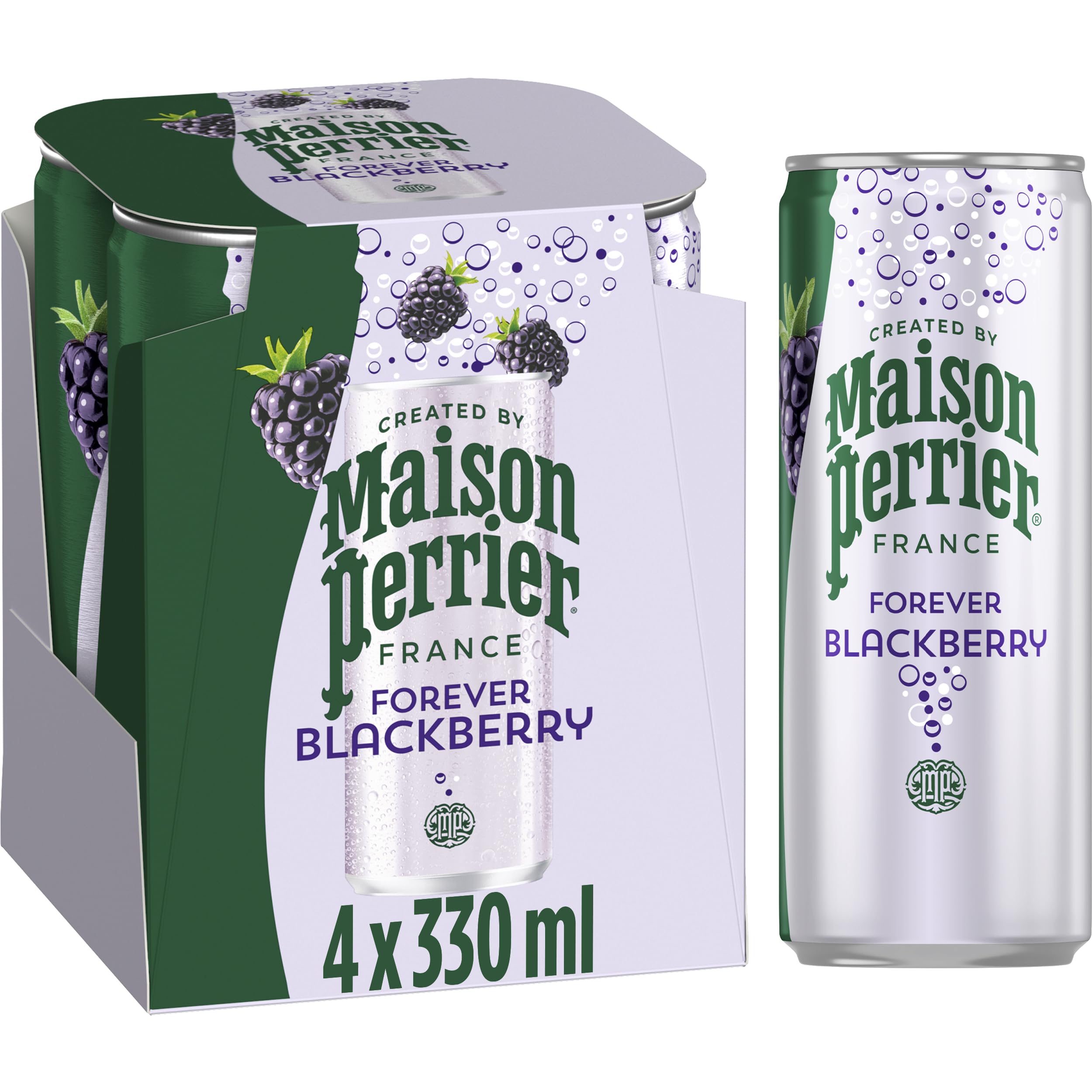 Maison Perrier Blackberry Flavoured Sparkling Water - 4 Cans x 330ml | 0 Calories | Natural Flavours