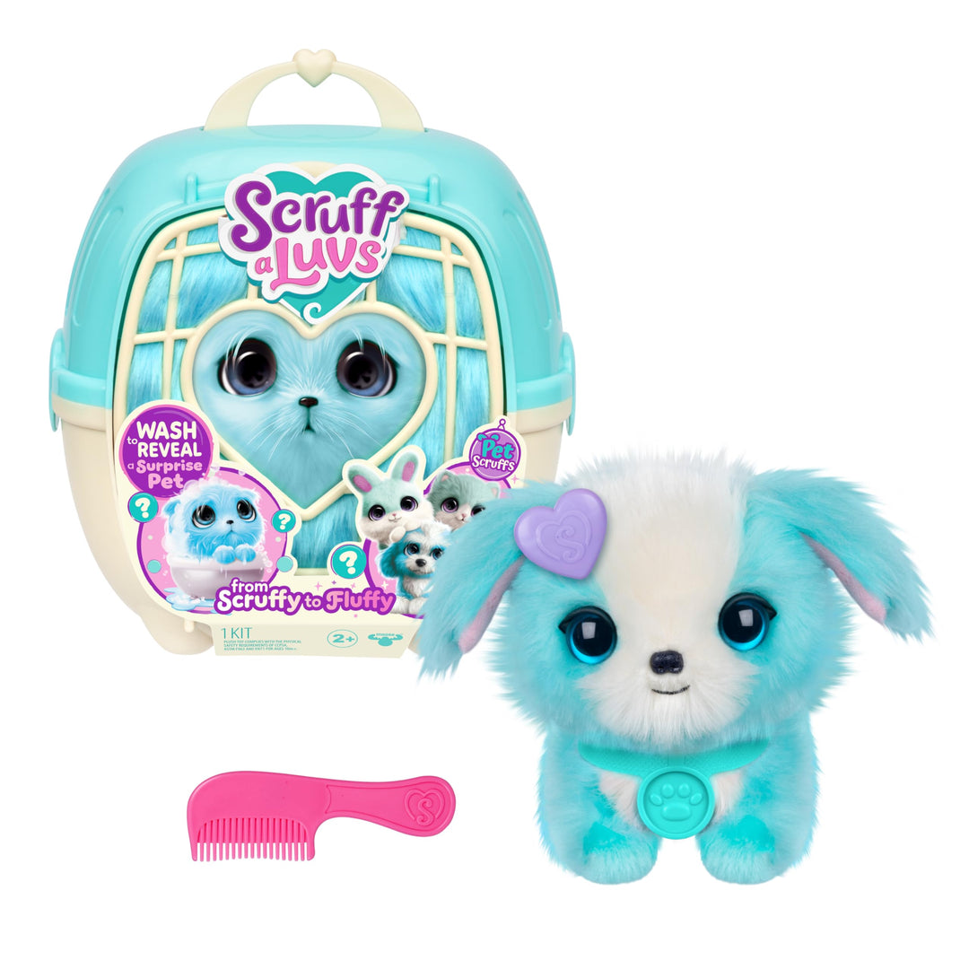 Scruff-a-Luvs Pet Scruffs Blue - Wash & Reveal Mystery Plush Toy, 7.5" Tall