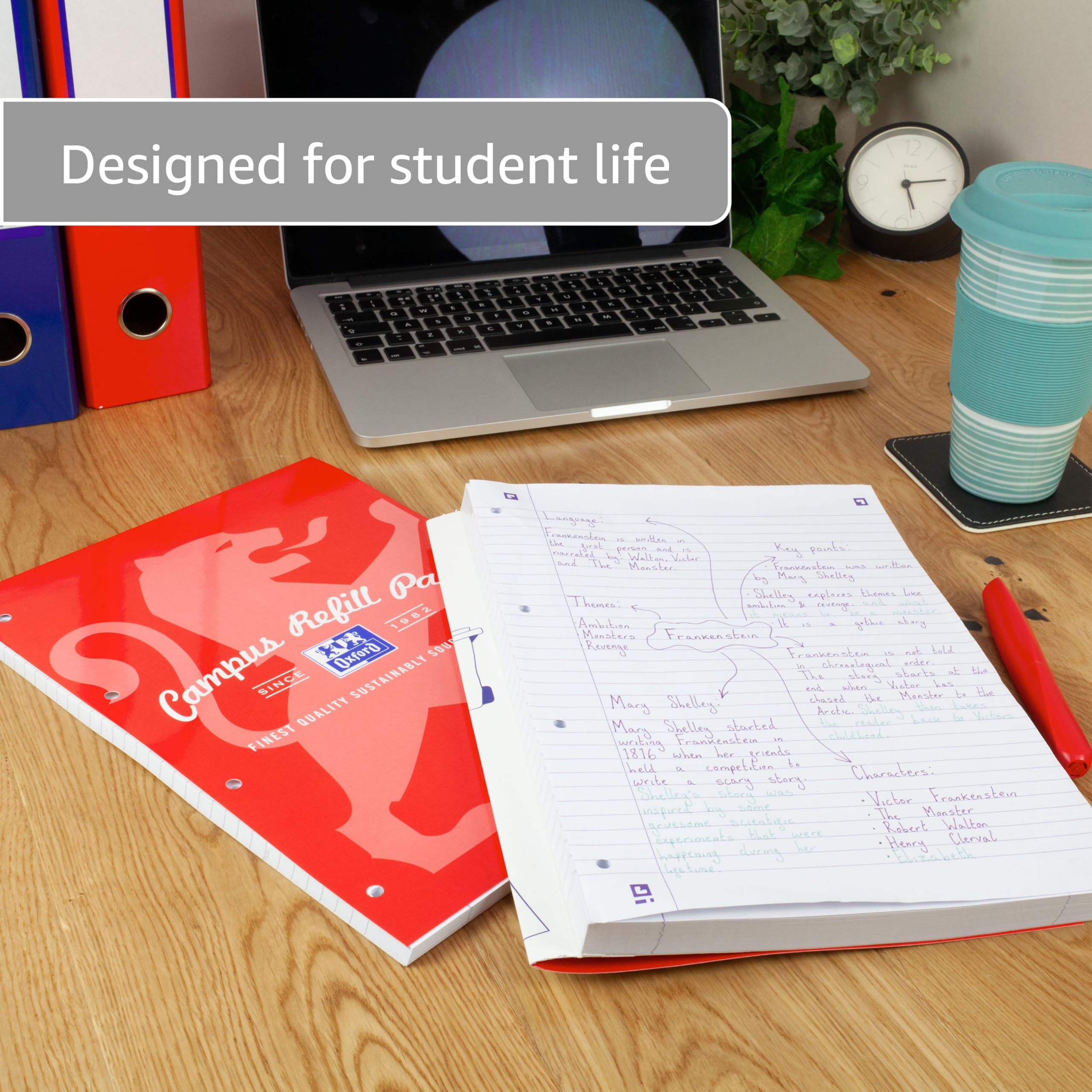 Oxford Campus A4 Lined Refill Pad - 300 Pages | Navy | Optik Paper | 4-Hole Punched 4
