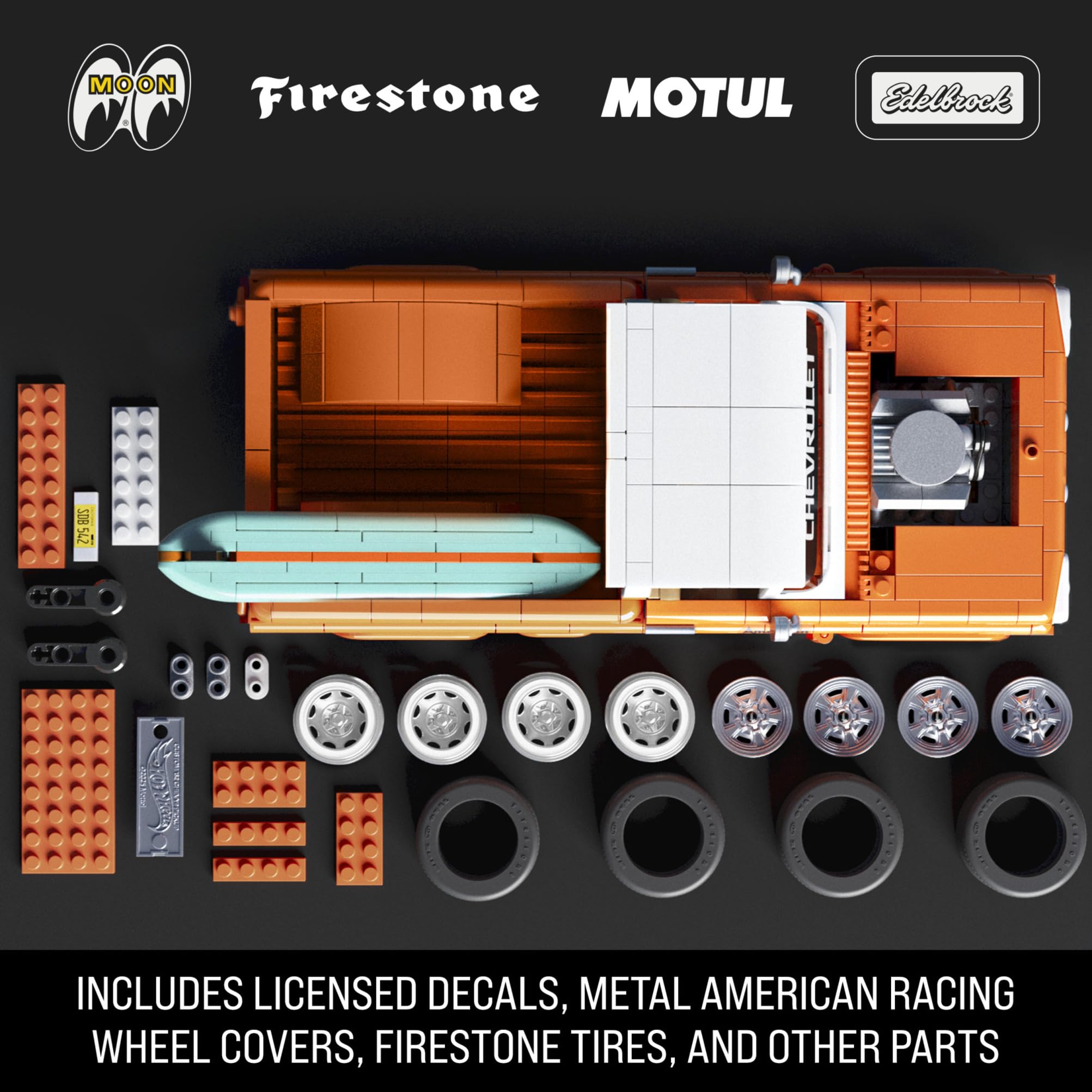 Mattel Brick Shop Hot Wheels Elite Series Building Set - Custom ’62 Chevy Pickup, 857-Piece Set for Ages 10+ 2