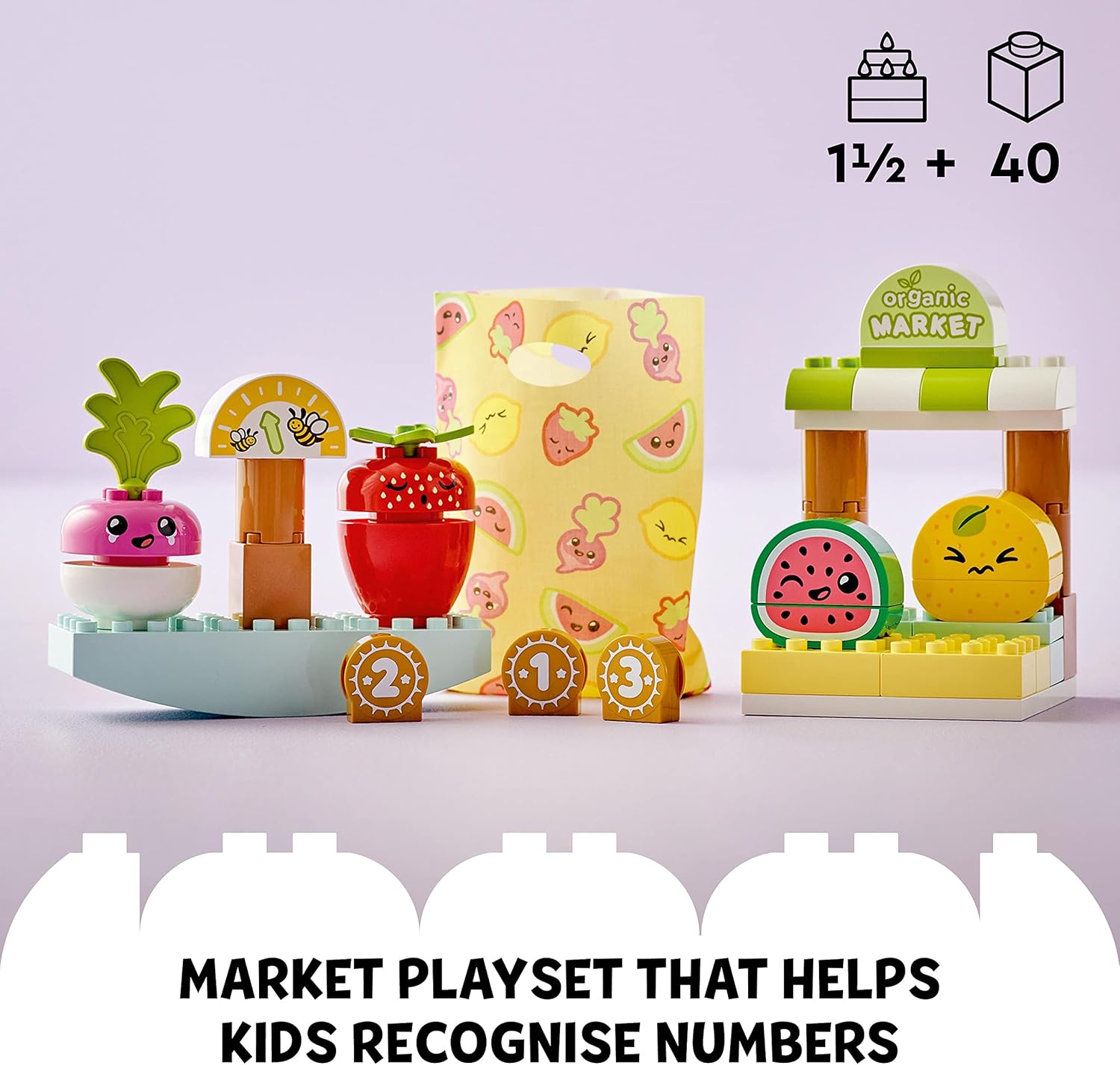 LEGO DUPLO My First Organic Market - Educational Fruit & Vegetable Toy Set for Toddlers 18 Months+ 3