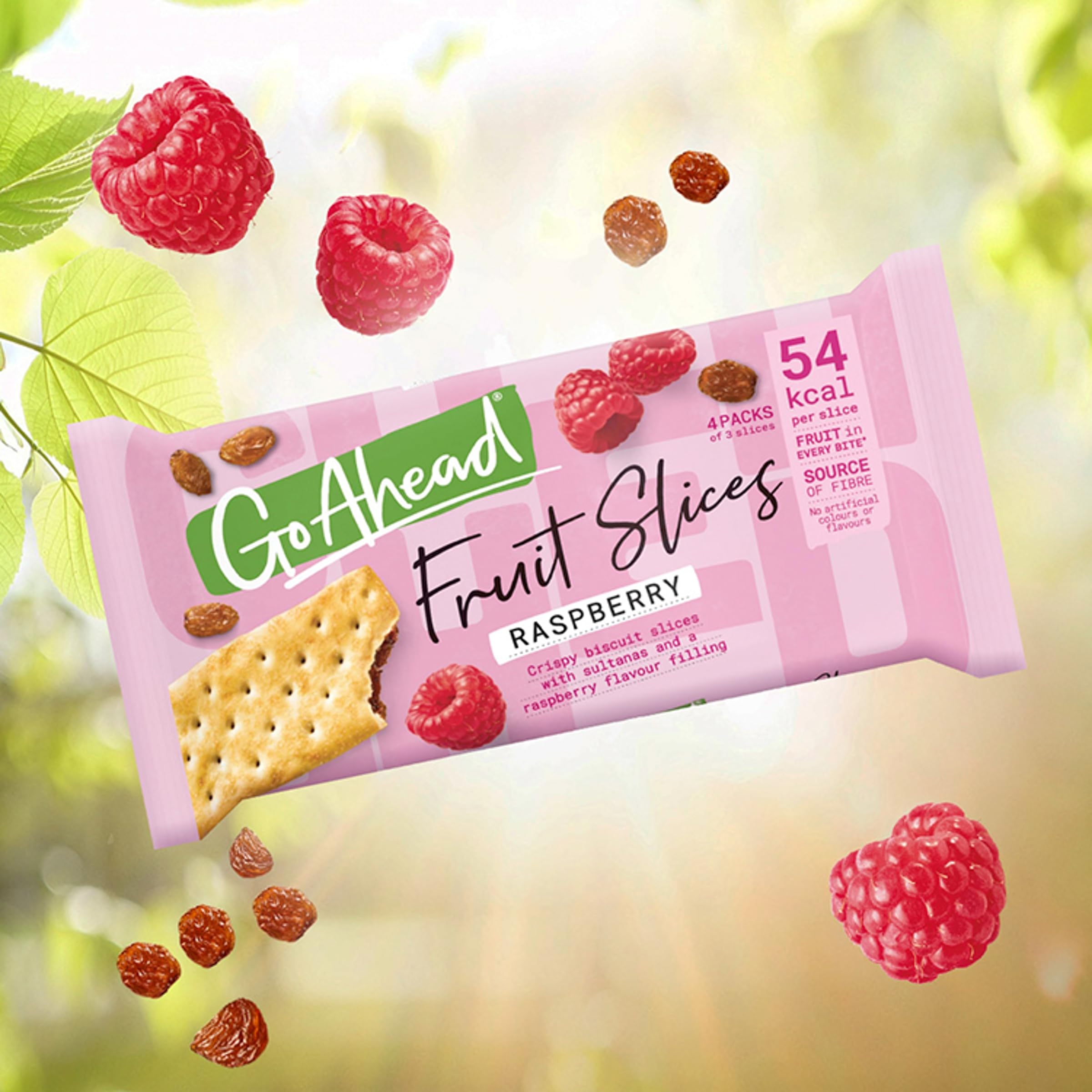 Go Ahead Raspberry Crispy Fruit Slices Snack Bars - 4 x 43.6 g Multipack 4
