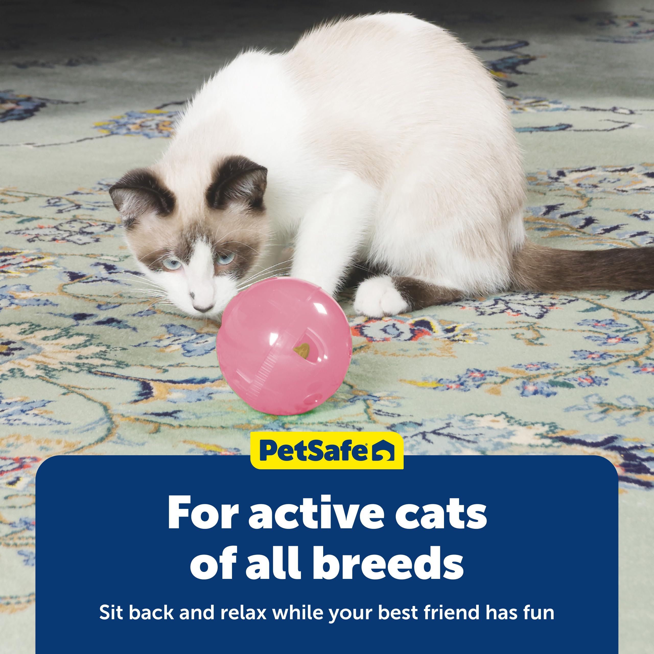 PetSafe SlimCat Interactive Feeder Ball - Adjustable Portion Control for Cats | Pink | Medium 7