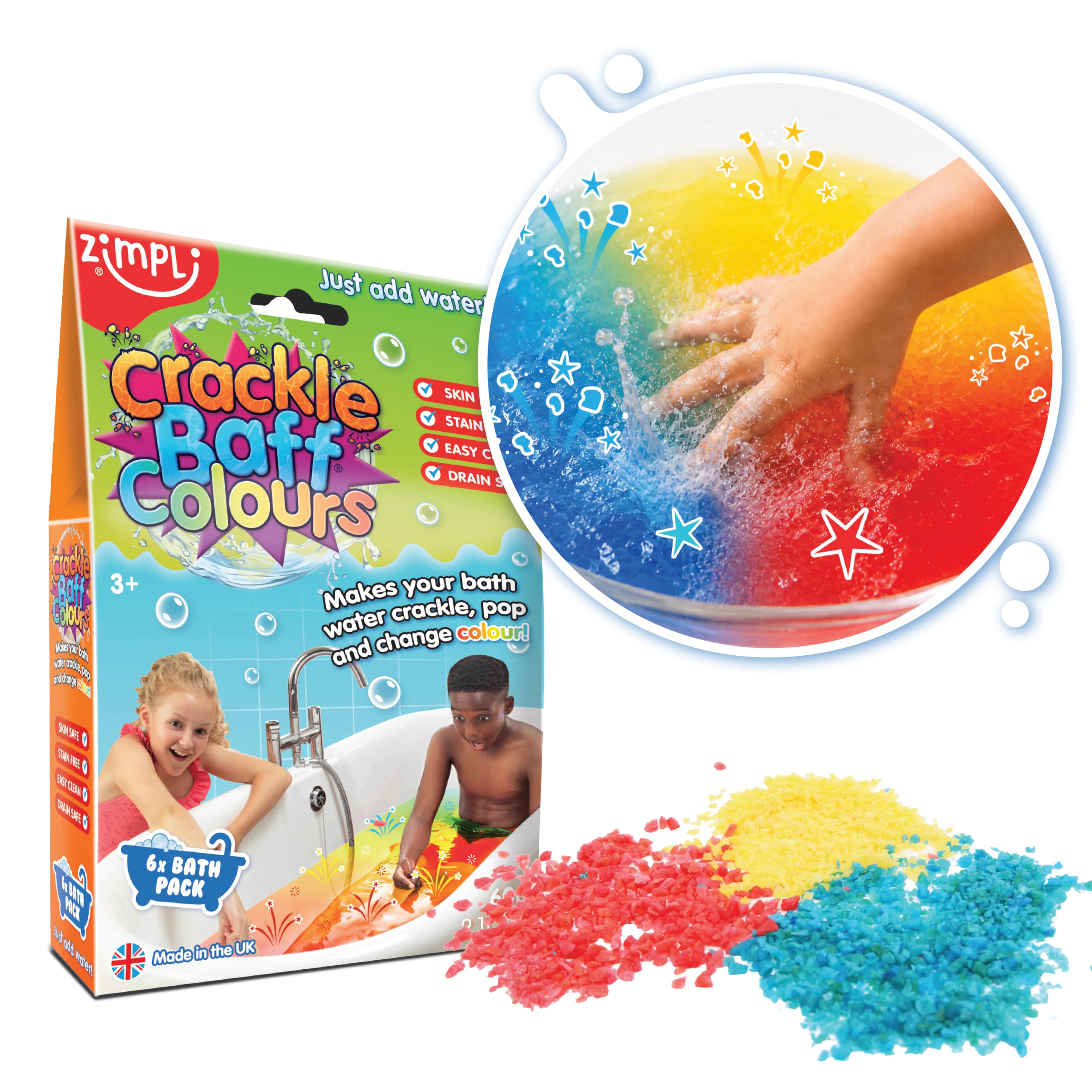 ZIMPLI Crackle Baff Colours - Bath Toy | 6 Pack | Ages 3+ 1