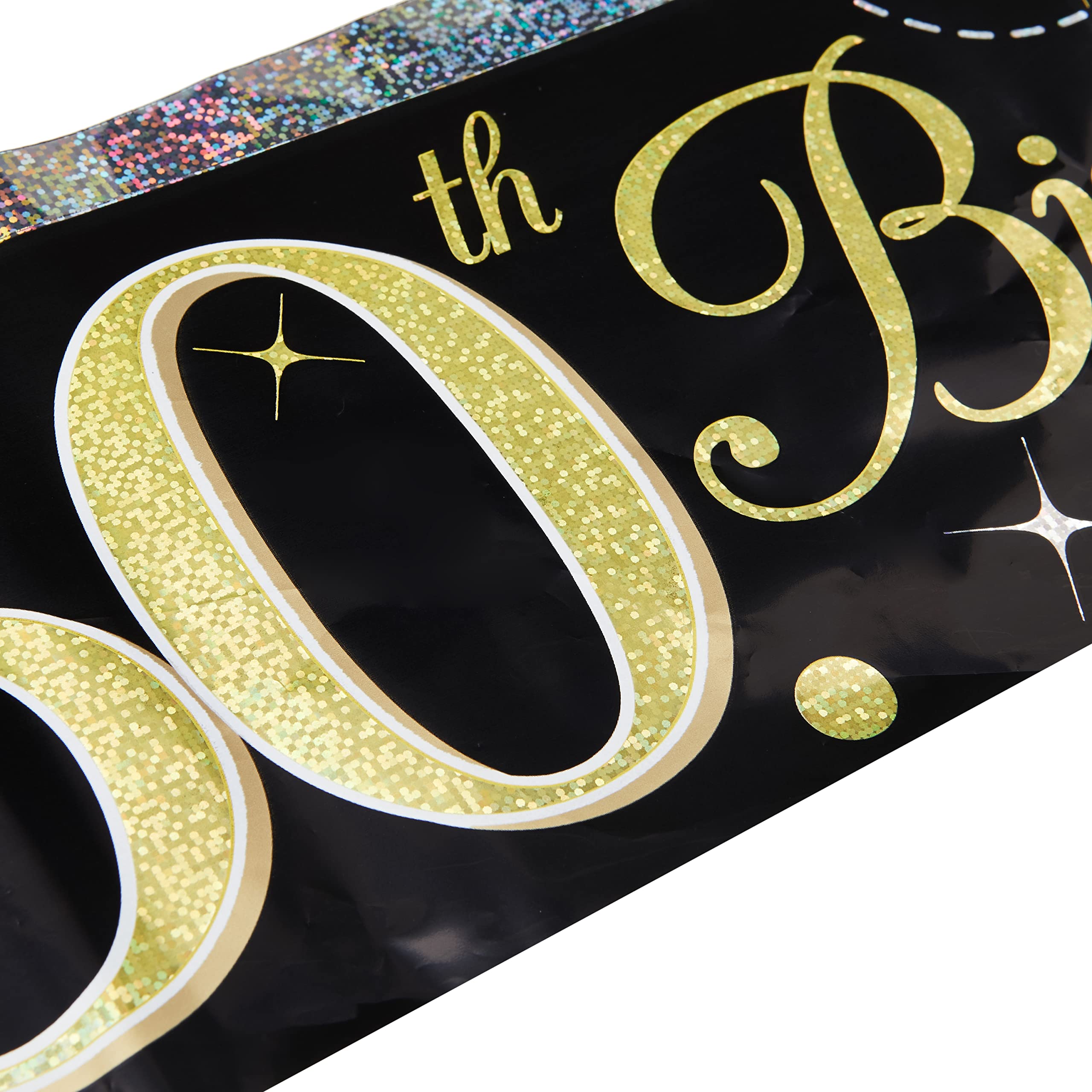 9ft Sparkling Fizz 50th Birthday Banner - Black & Gold Holographic 5