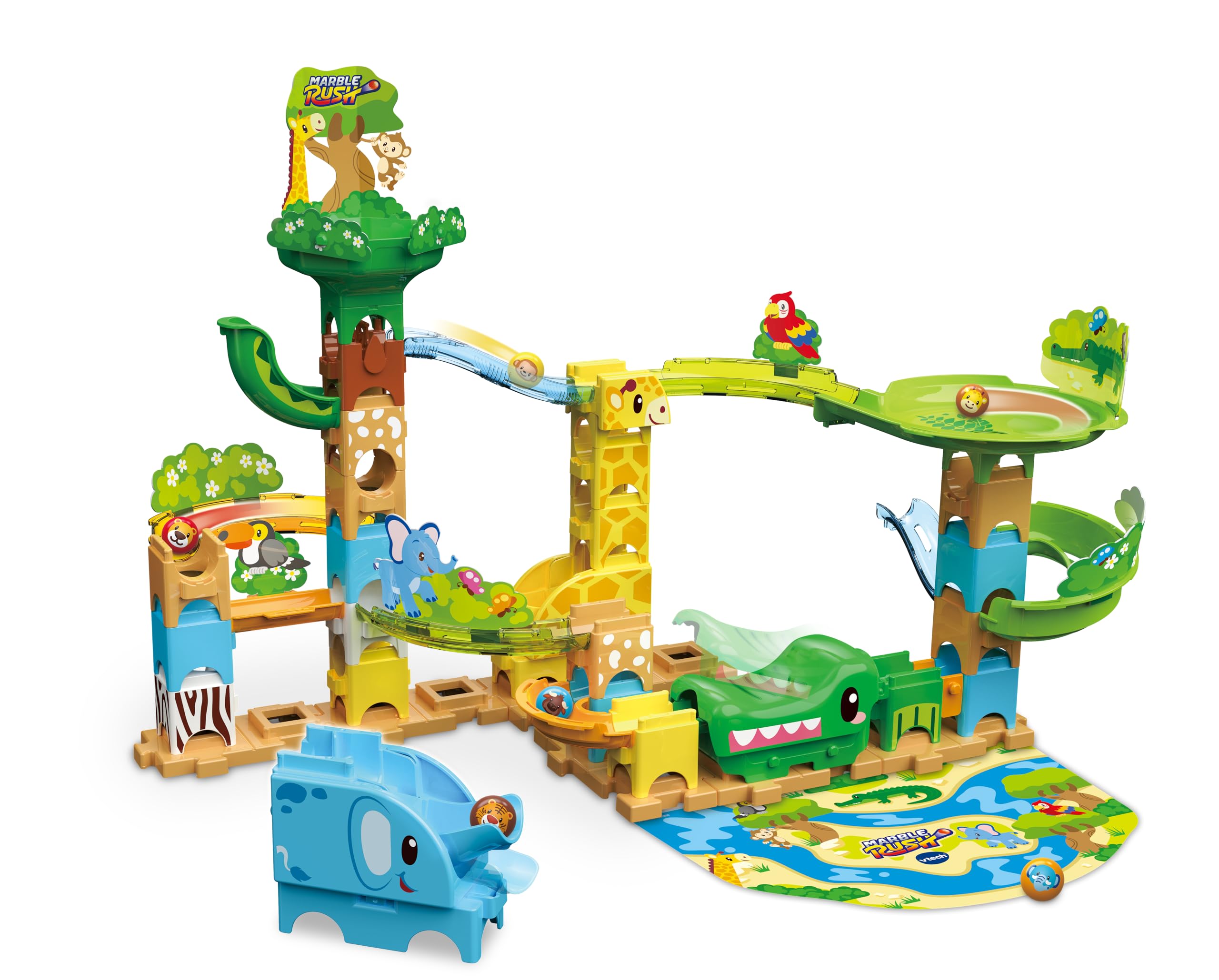 VTech Marble Rush Safari Slides Construction Set for Kids | 58 Pieces | Ages 3+ 1