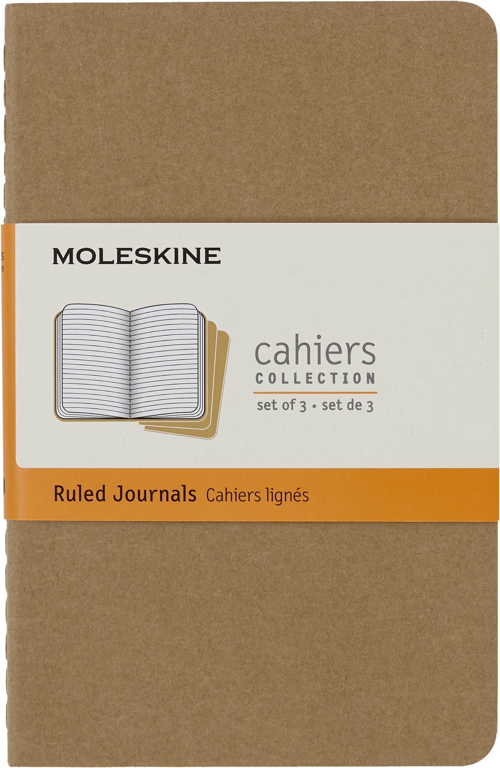 Moleskine S04924 Cahier Notebook Set - Pocket Size, Ruled, Kraft Brown (3 Count) 1