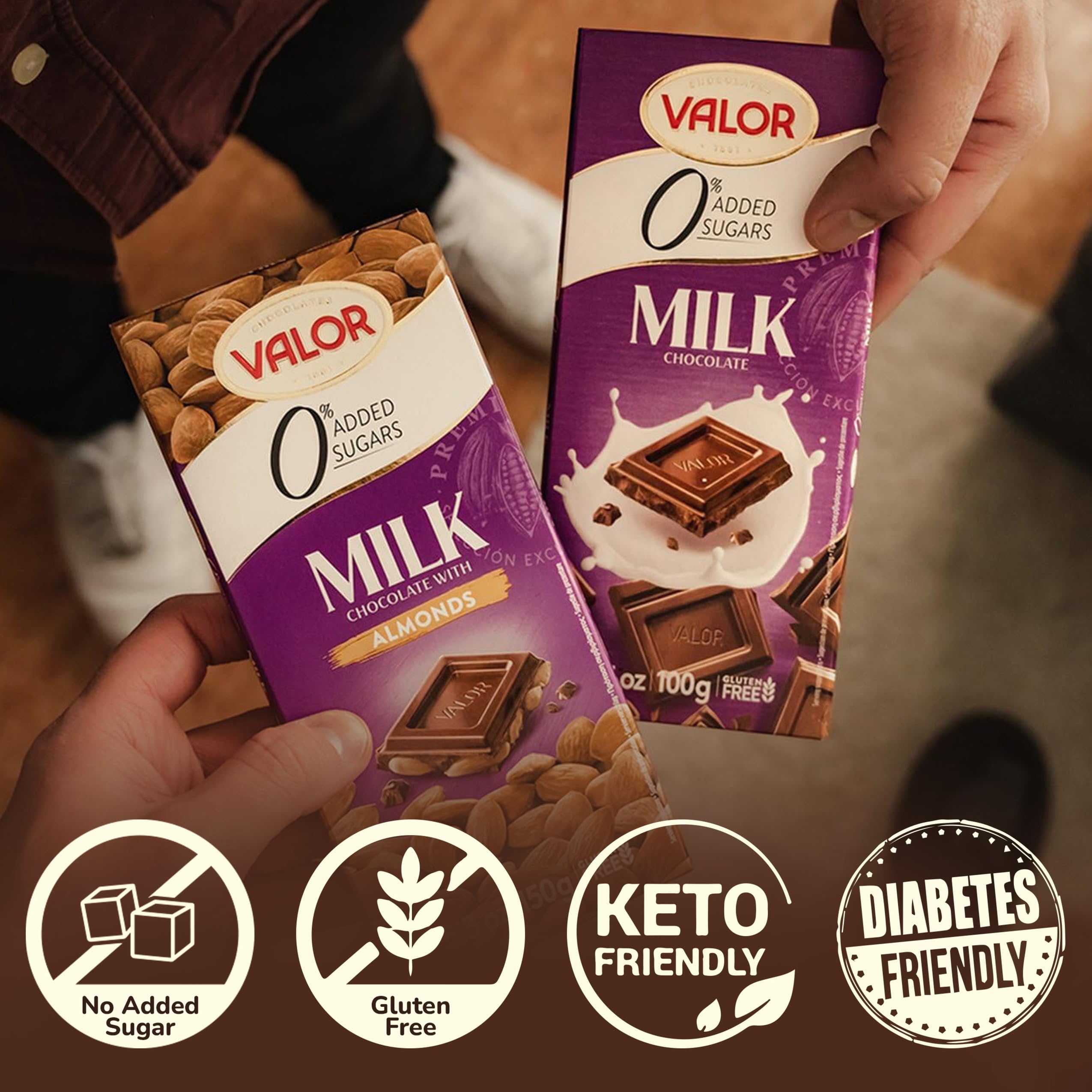 Valor - Sugar Free Milk Chocolate Bar (100g) 3