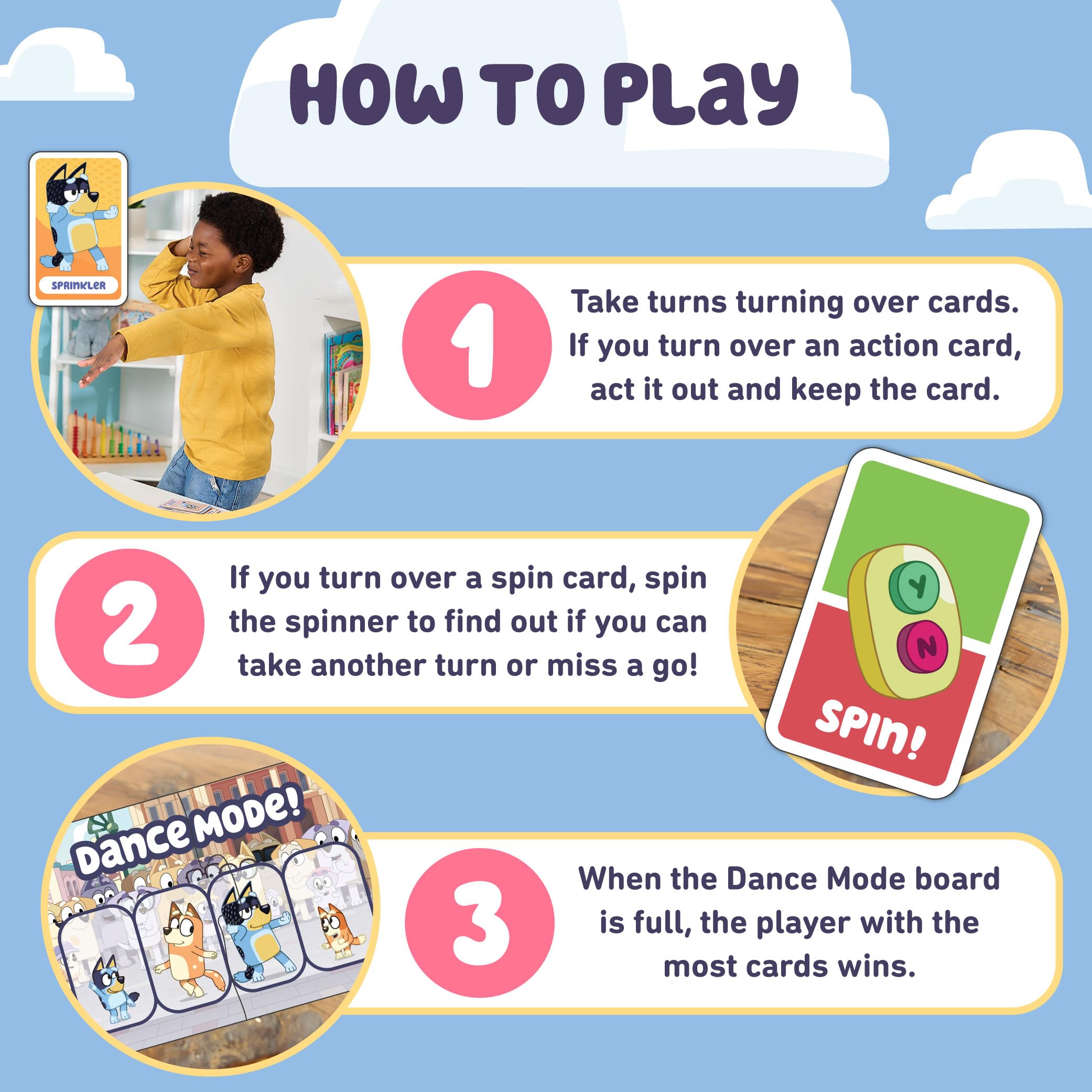 Orchard Toys Bluey Dance Mode Game | Active Card Game for Ages 3+ | Includes 27 Cards & Spinner 6