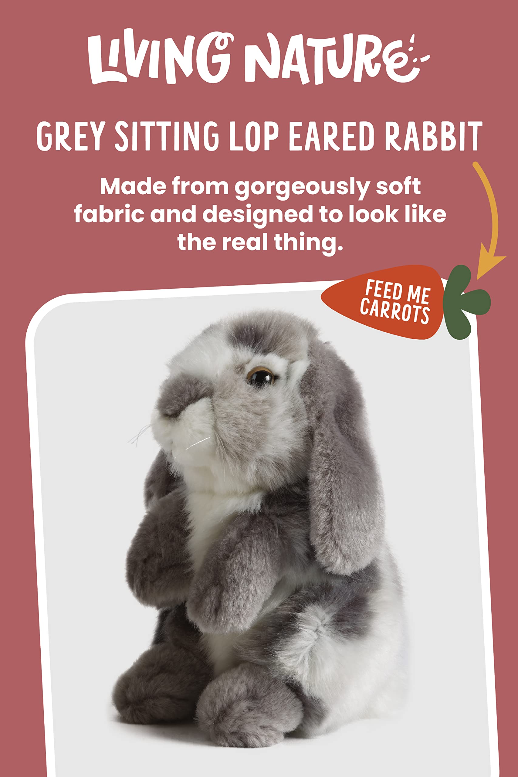 Living Nature Sitting Lop Eared Rabbit Plush Toy - 18 cm, Naturli Eco-Friendly Stuffed Animal 3