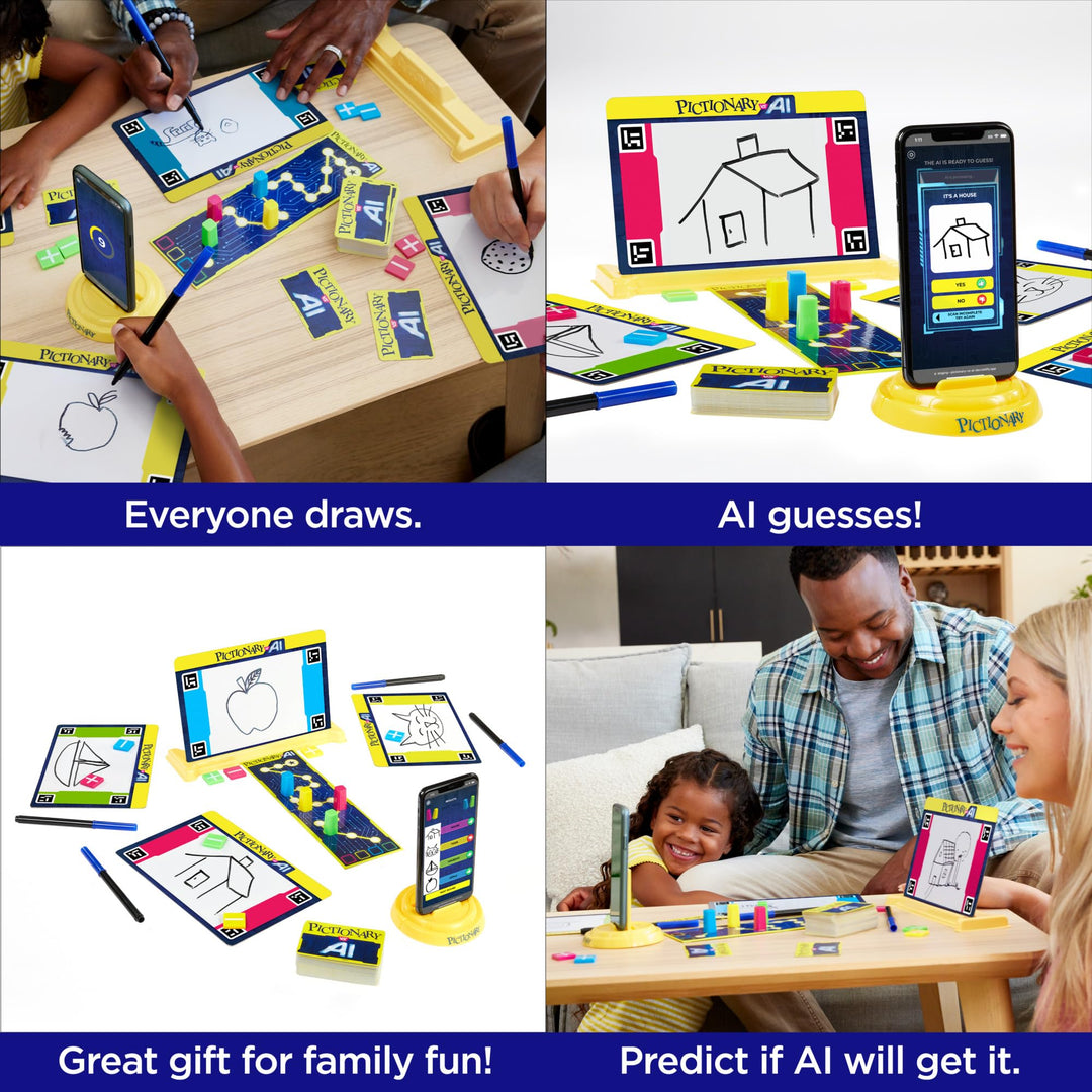 Mattel Games Pictionary Vs. AI Family Board Game for 2-4 Players
