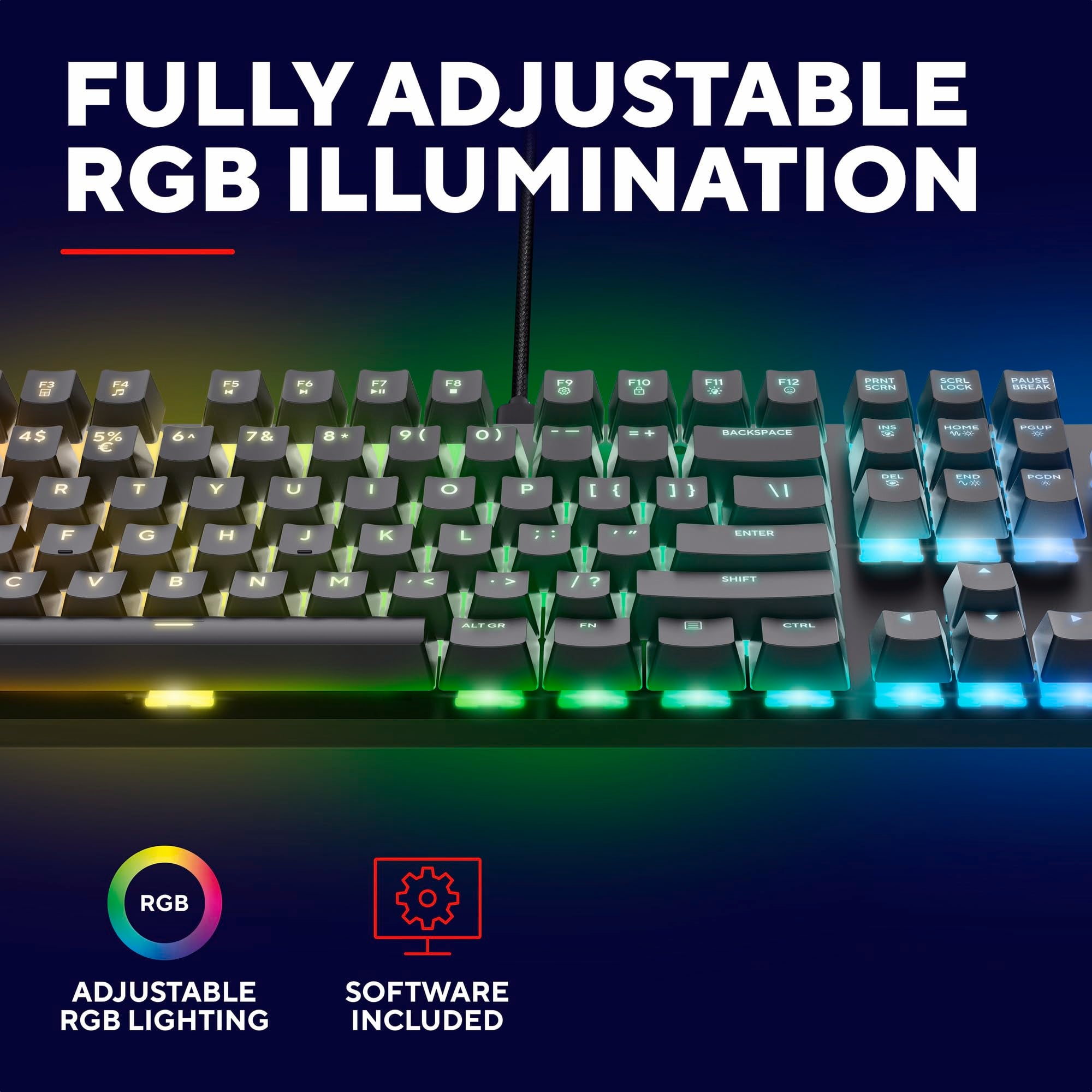 GXTrust GXT 871 Zora Mechanical Gaming Keyboard - UK Layout, RGB Illumination, Aluminium Top Plate 7