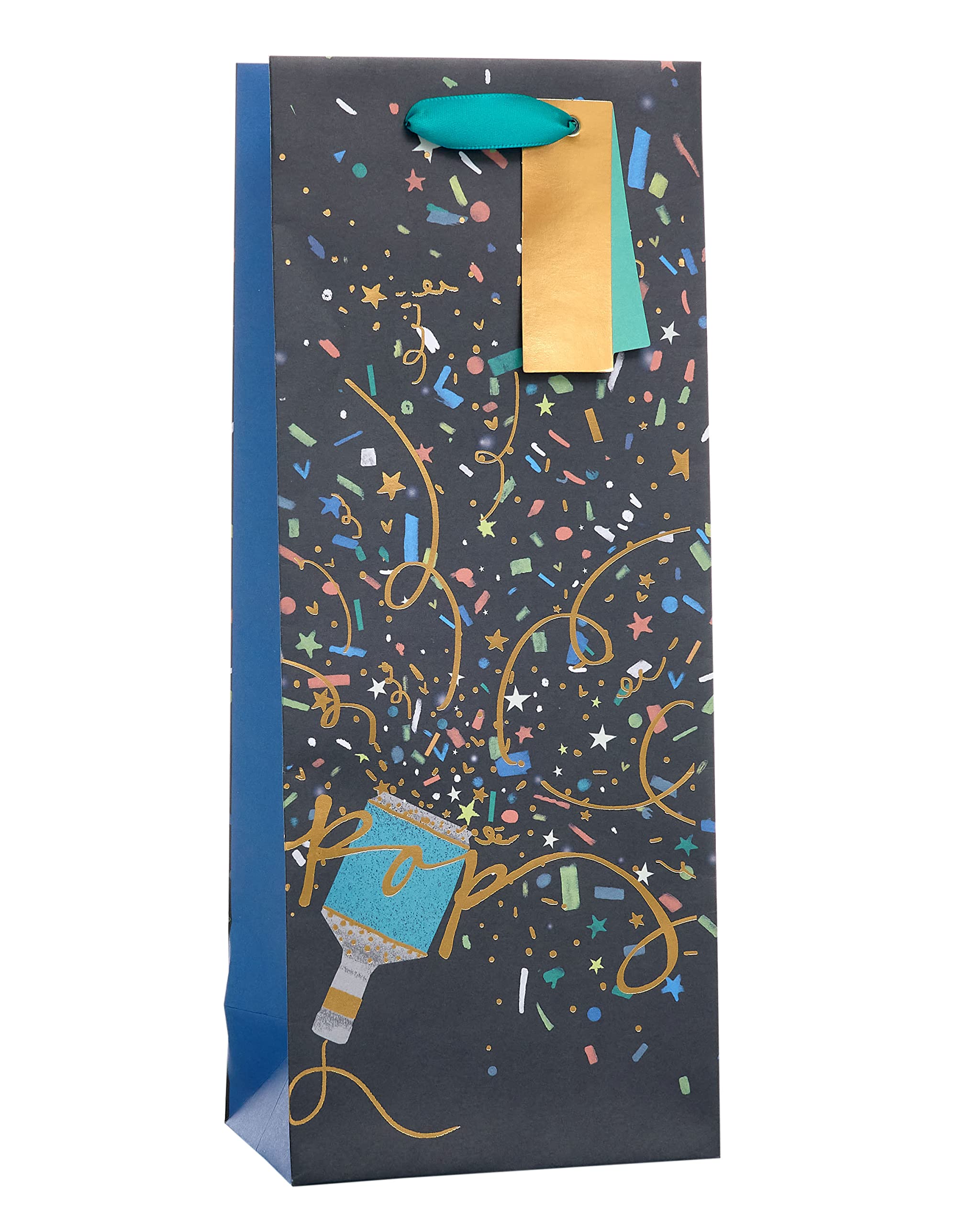 UK Greetings Bottle Bag - Party Popper Design | Ideal for Wine/Spirits | FSC Certified Paper 1