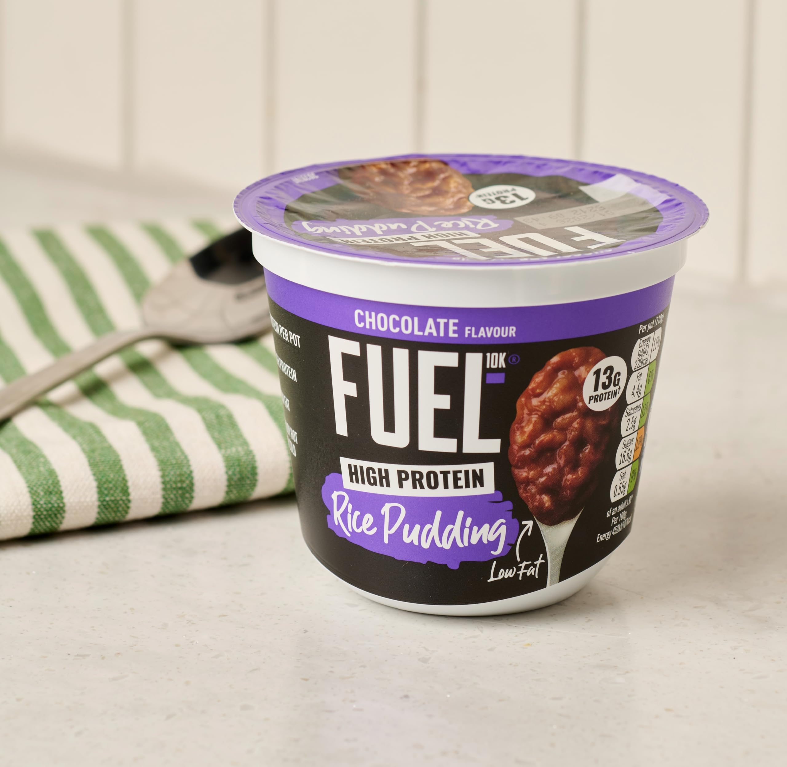 FUEL10K Chocolate High Protein Rice Pudding - 210g Pots, Pack of 6 4