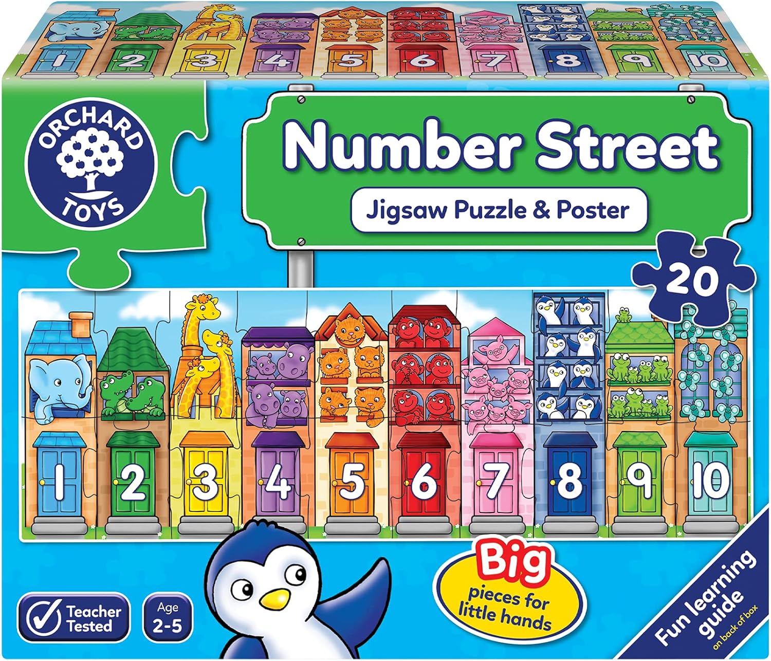 Orchard Toys Number Street Jigsaw Puzzle - 20 Piece Educational Puzzle for Toddlers 1