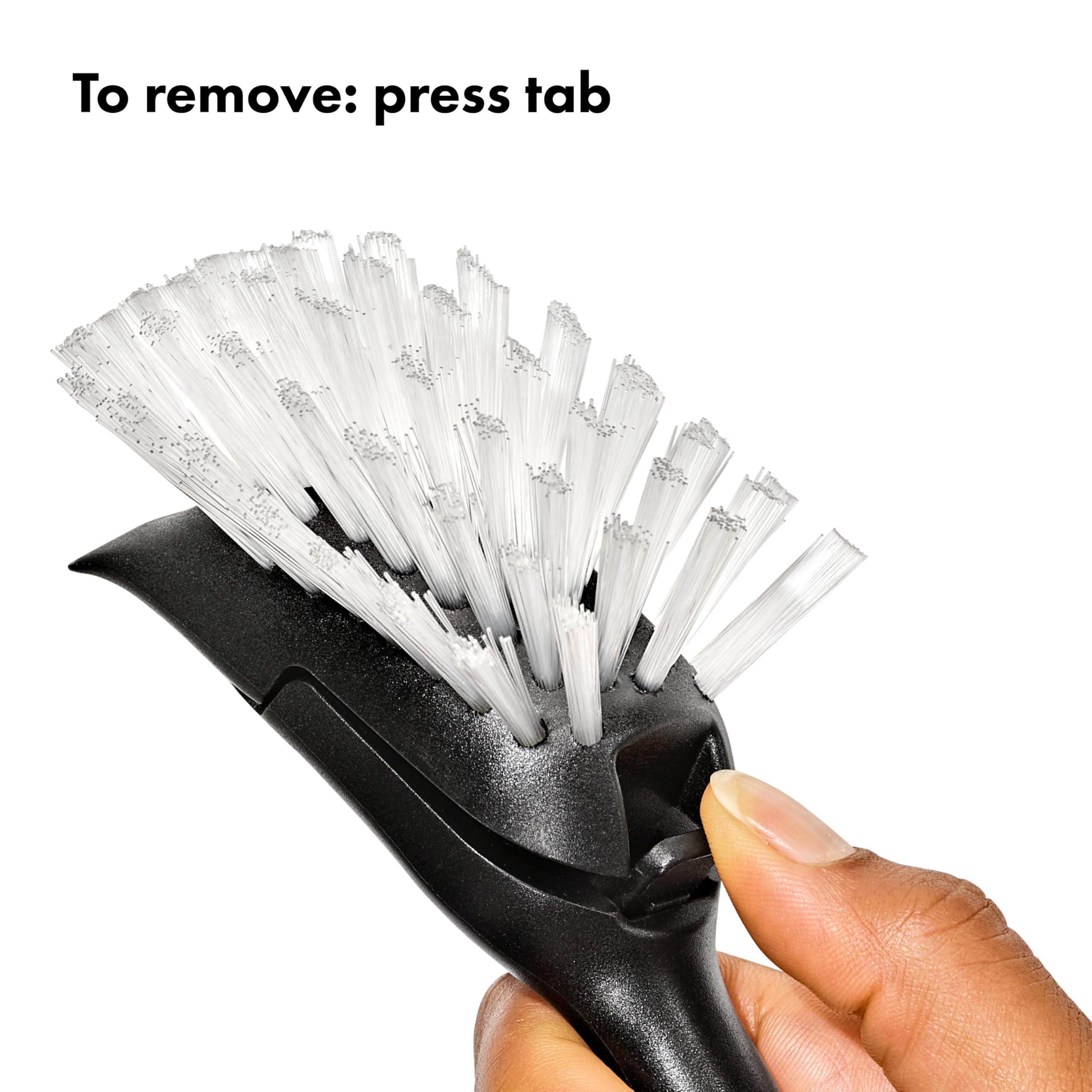 OXO Dish Brush with Stainless Steel Handle | Durable Nylon Bristles & Integrated Scraper | Replaceable Head 4