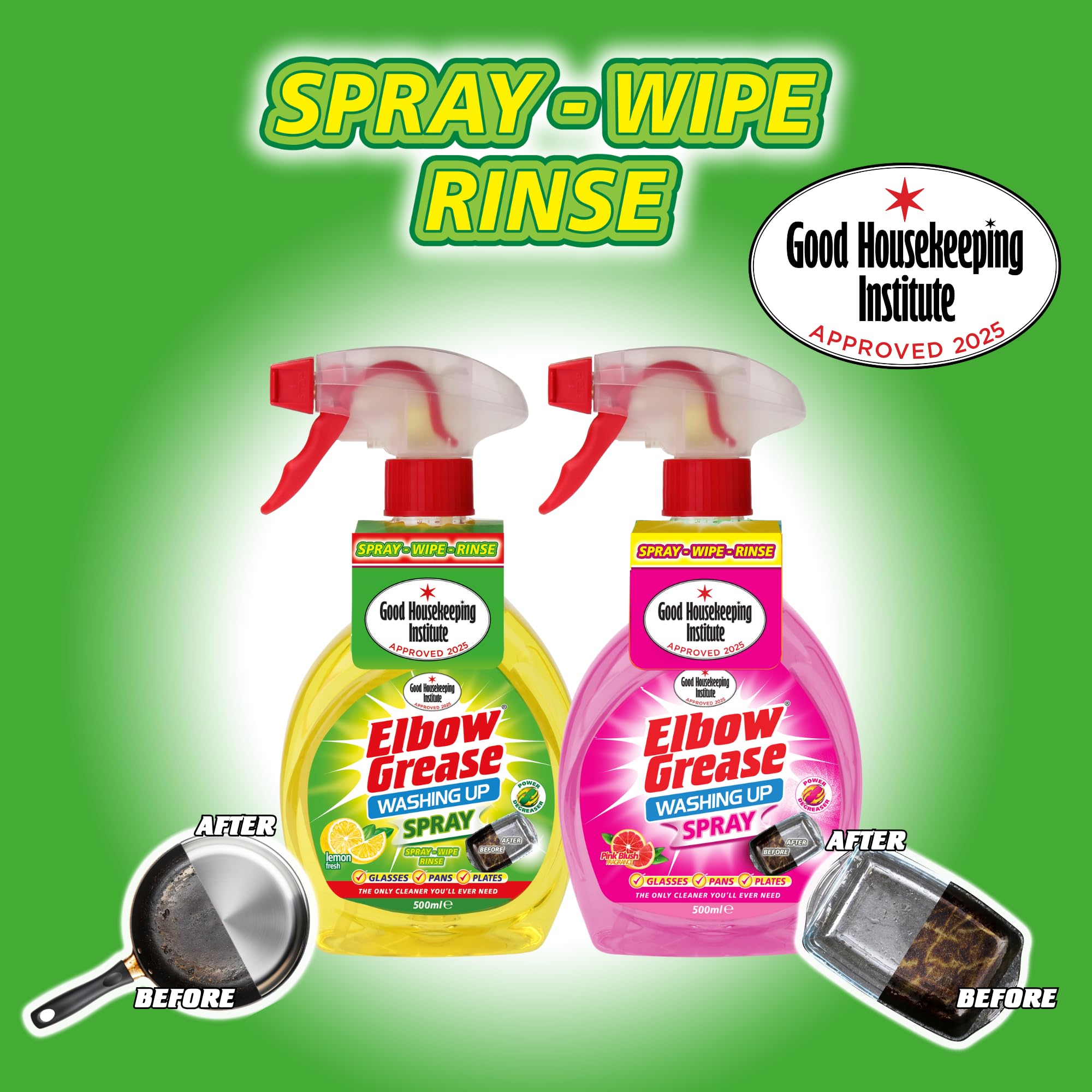Elbow Grease Washing Up Spray - Fast-Acting Degreaser | 500ml Pink Grapefruit 5