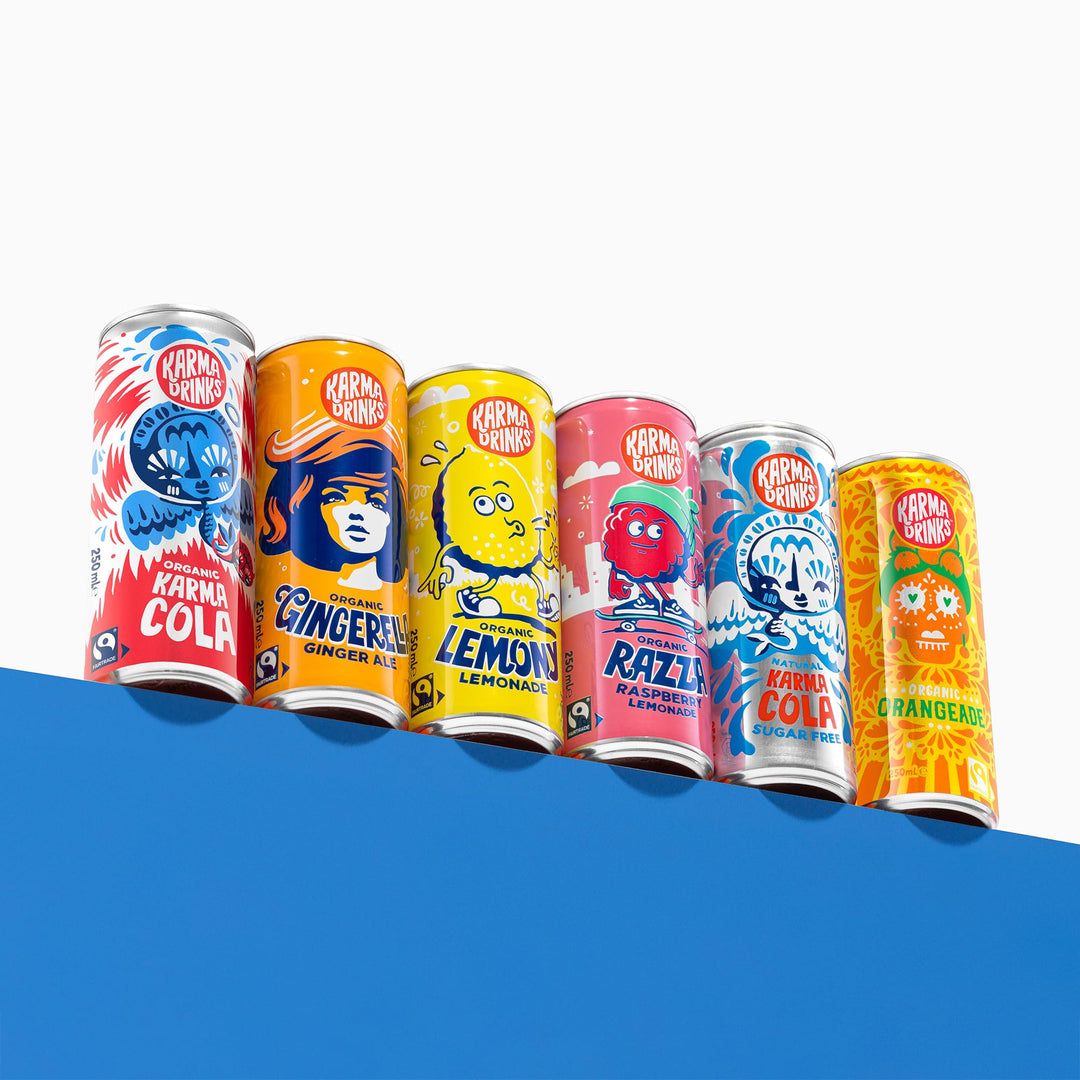 KARMA DRINKS Razza Raspberry Lemonade - Organic Gluten-Free Sparkling Drink (250ml x 4 Cans)