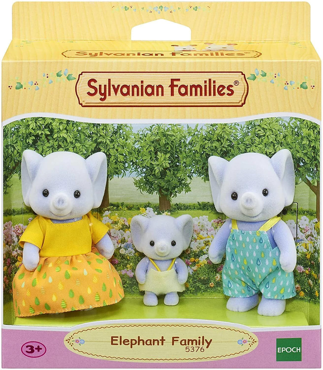 Sylvanian Families 5376 Elephant Family - Posable Collectible Doll Set for Ages 3+