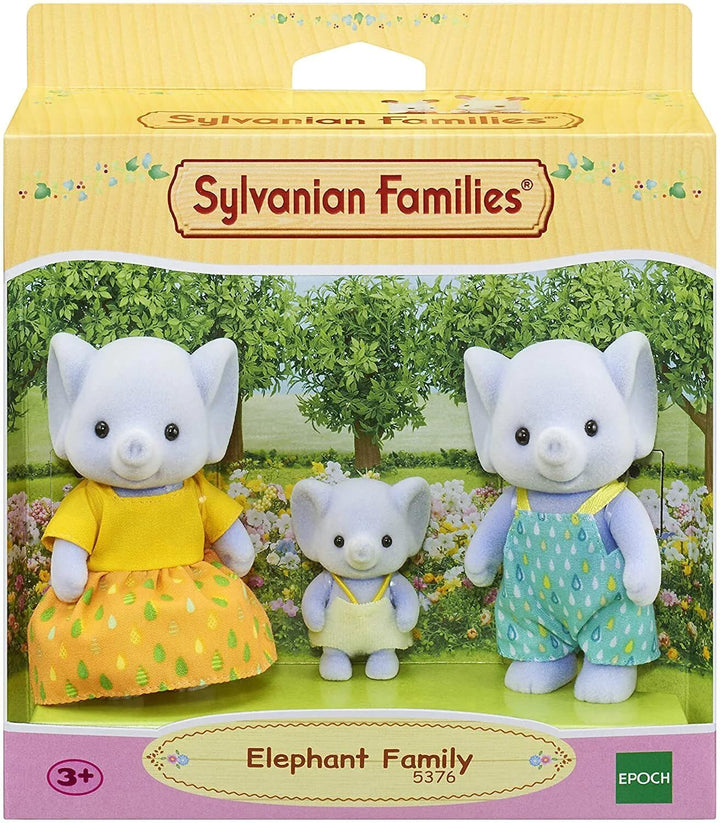 Sylvanian Families 5376 Elephant Family - Posable Collectible Doll Set for Ages 3+