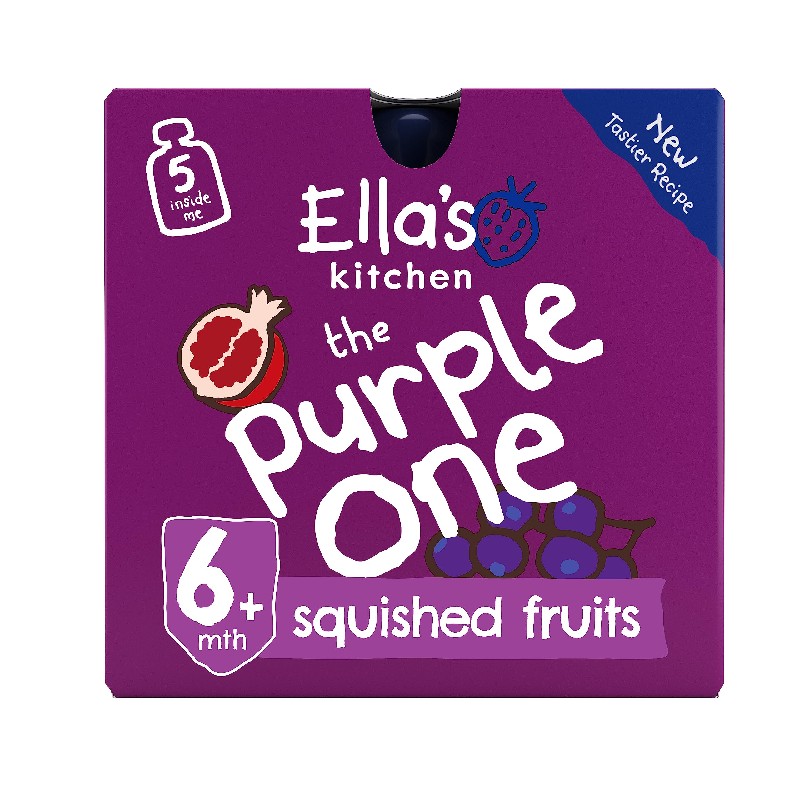 Gudz Ella's Kitchen The Purple One Fruit Smoothie - 100% Organic | 5 x 90g Pouches