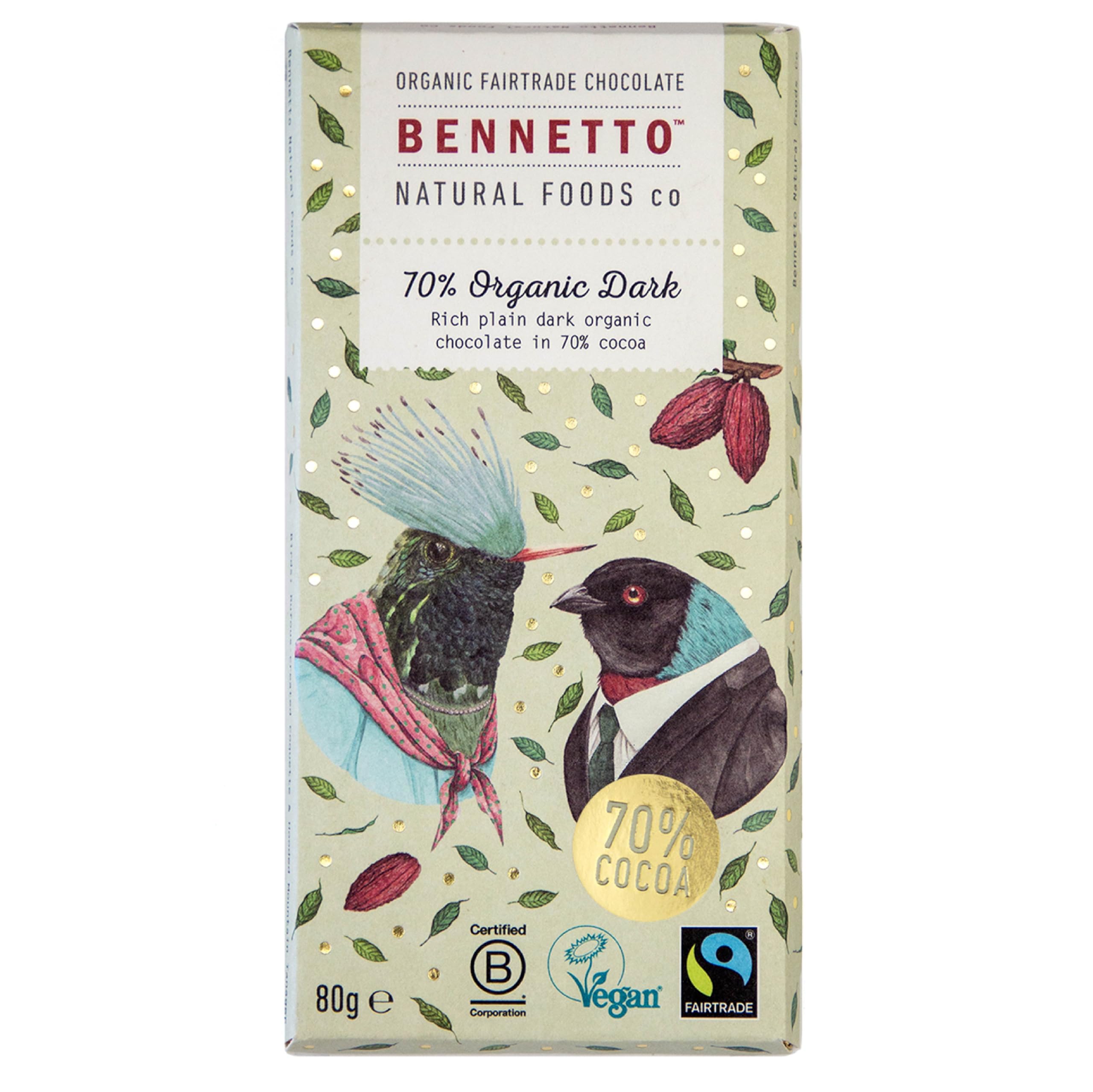 Bennetto 70% Organic Dark Chocolate Bar - Single Origin from Ecuador, Fairtrade, Vegan & Gluten-Free 1