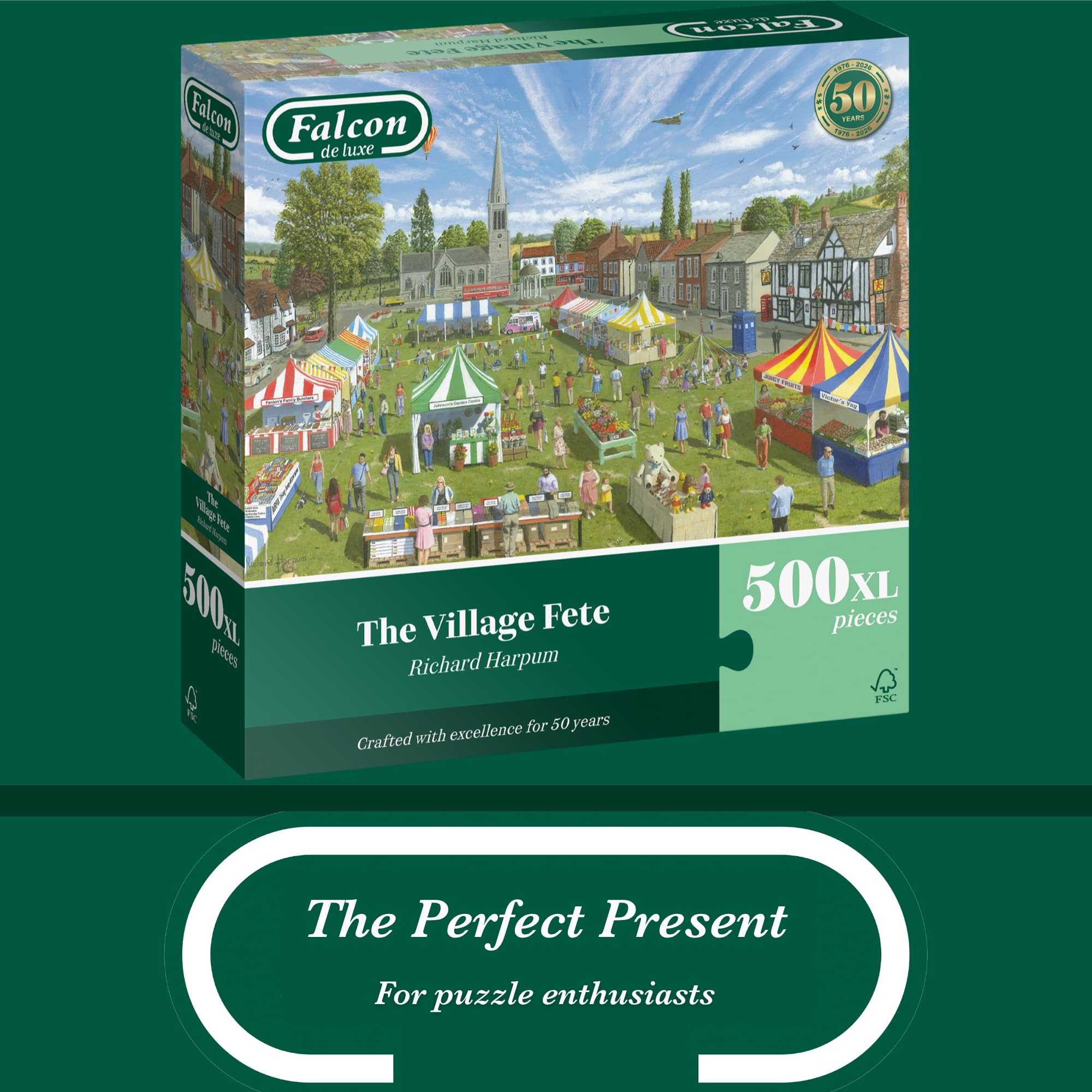 Falcon The Village Fete - 500XL Piece Jigsaw Puzzle for Adults | Richard Harpum Illustration | Recycled Cardboard 5