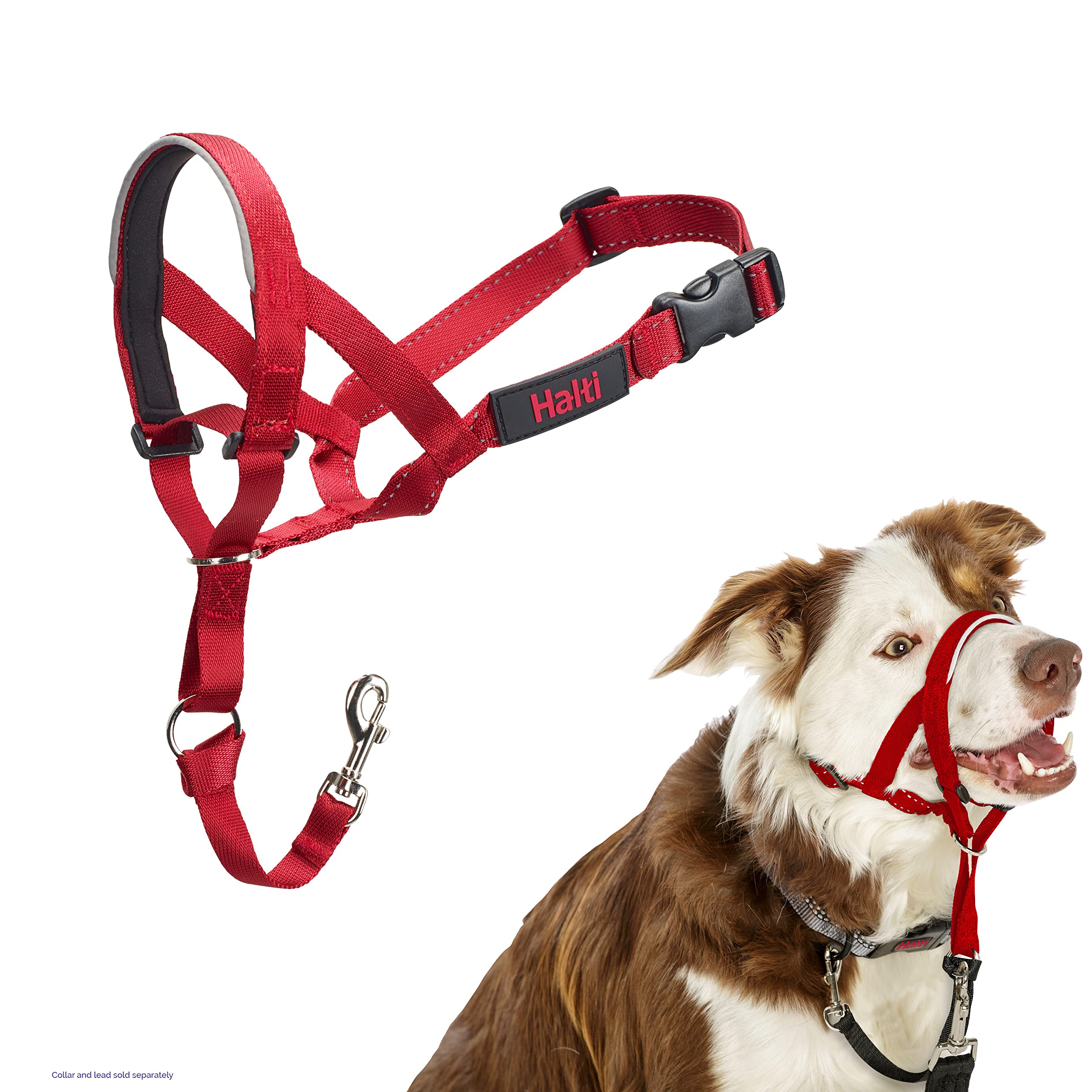 Halti Headcollar - Stops Pulling | Size 2 Red | Reflective Nylon