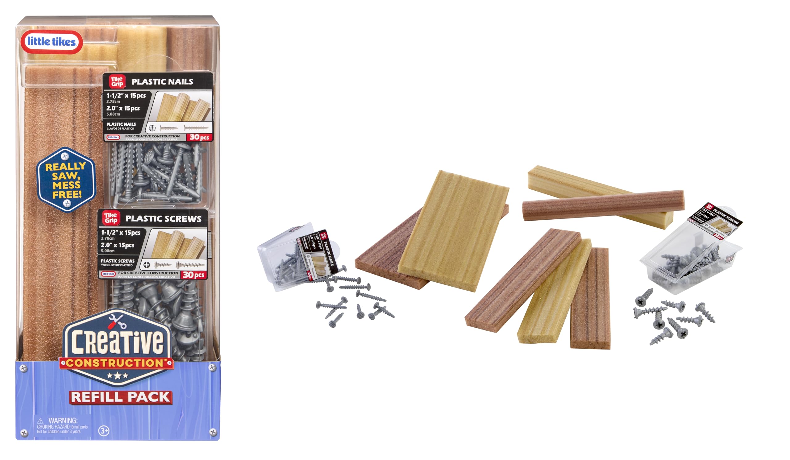 Little Tikes Creative Construction Wood, Nails & Screws Bundle - Realistic Play Tools for Kids 3+ 2