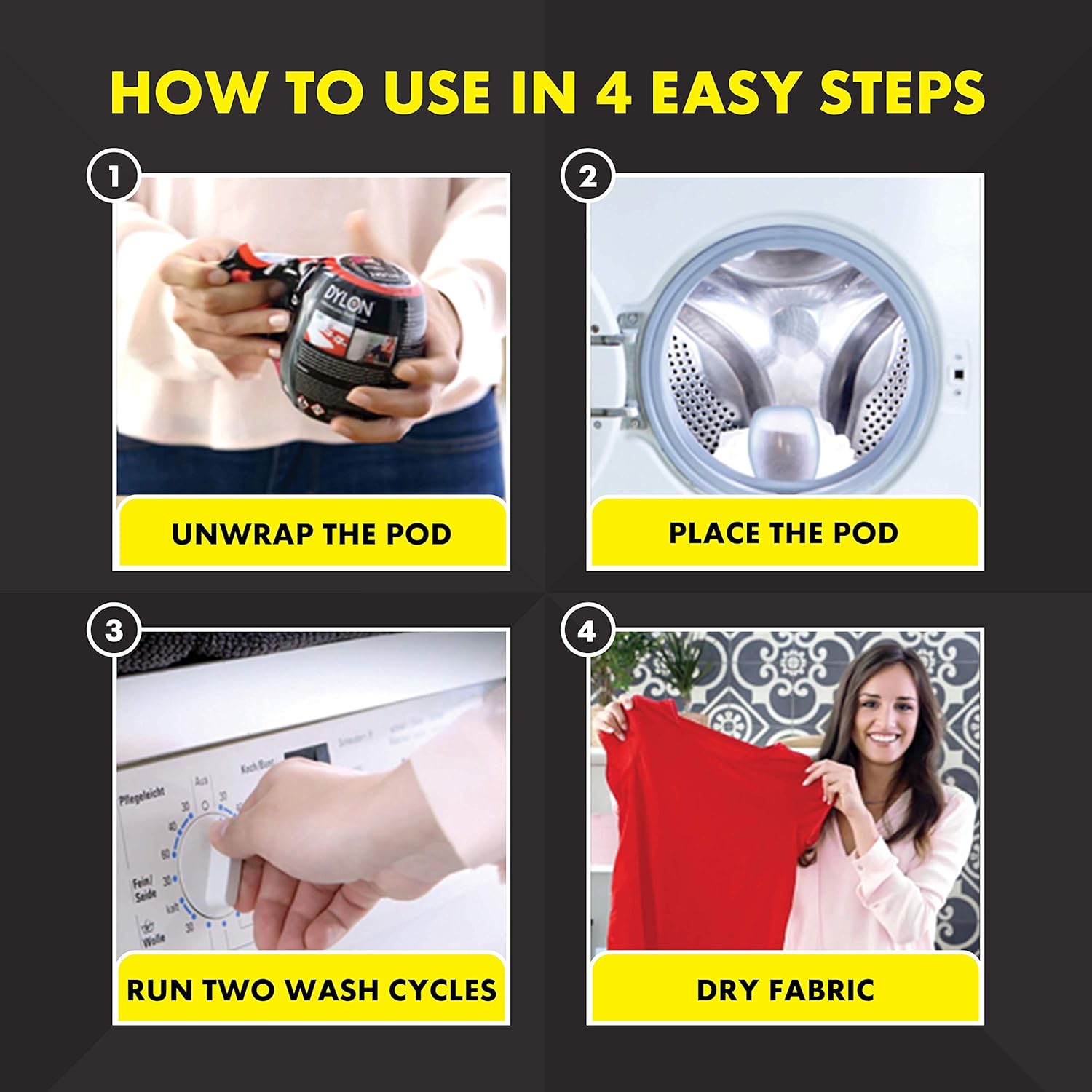 DYLON - Washing Machine Fabric Dye Pod for Clothes & Soft Furnishings 350g – Plum Red 4