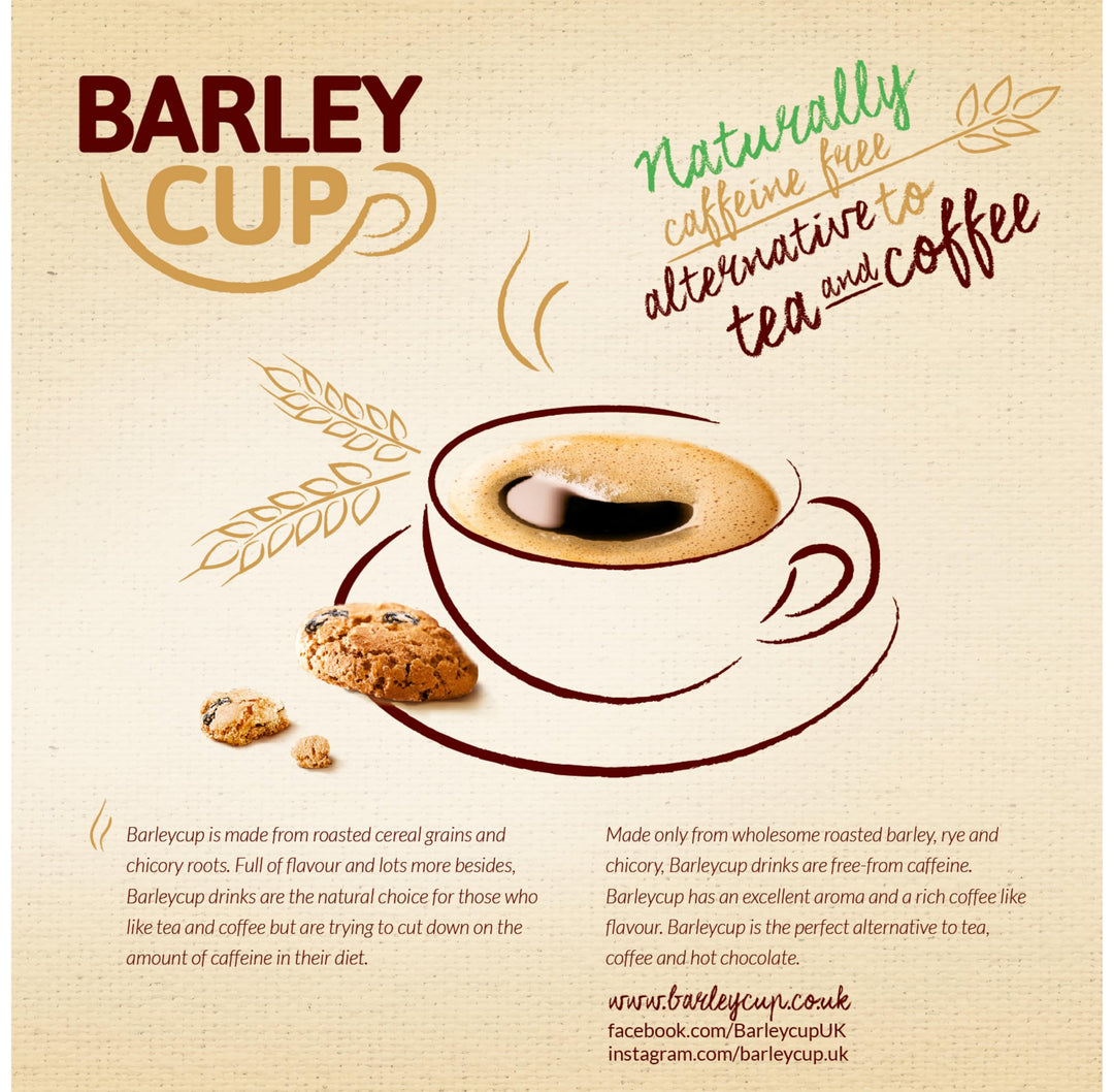 Barleycup Instant Grain Beverage 200g - Caffeine-Free Vegan Coffee Substitute with Roasted Barley, Rye & Chicory