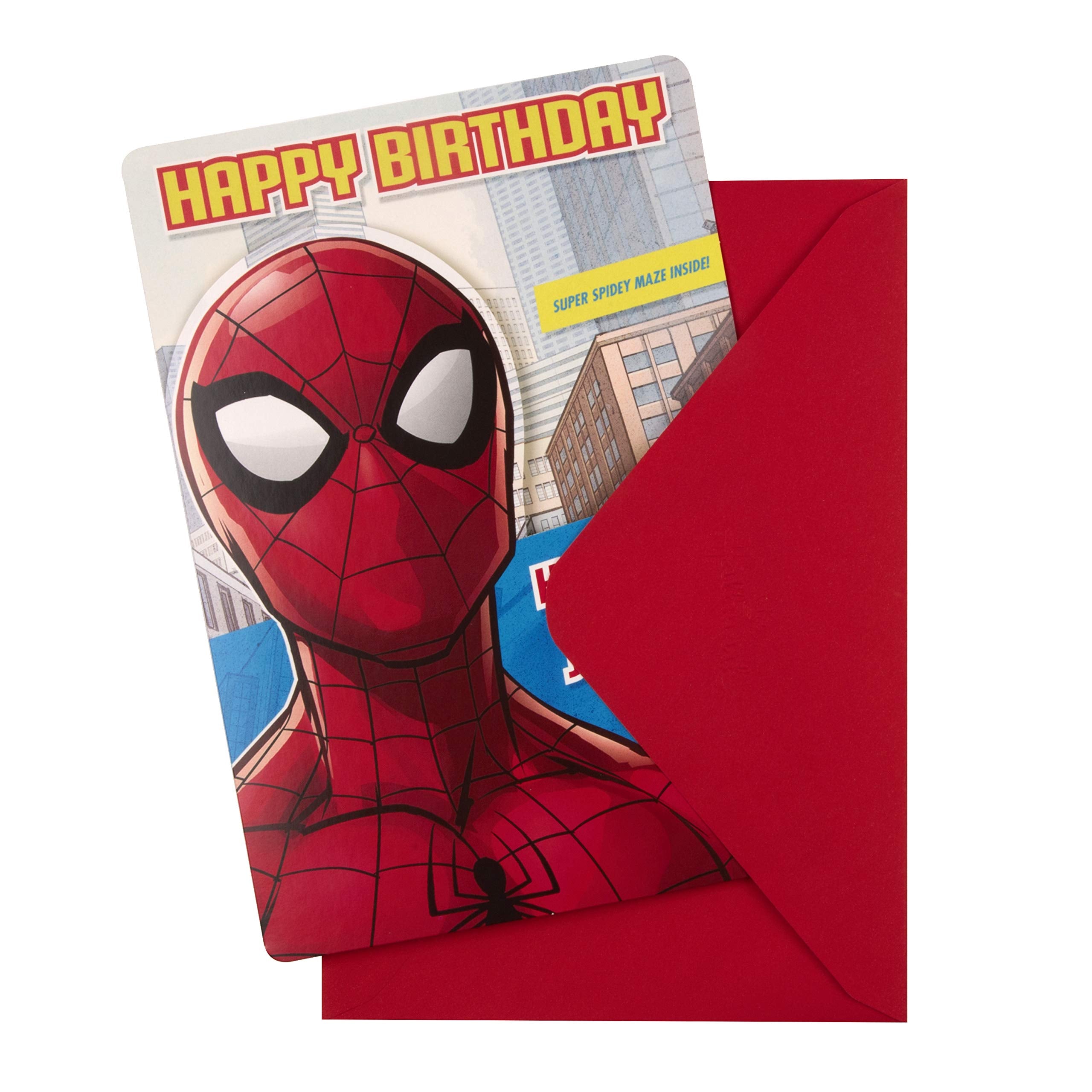 Hallmark Spider-Man Birthday Card for Kids with Maze Activity | 22.8cm x 15.9cm 2