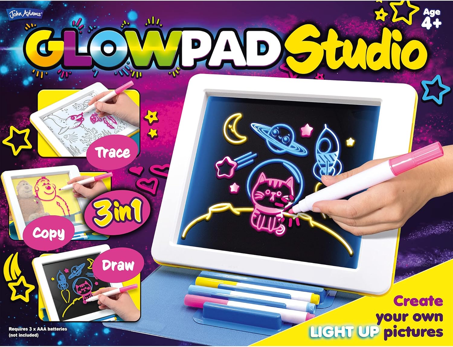 John Adams GLOWPAD 3-in-1 Studio - Light-Up Drawing & Tracing Pad for Kids 5
