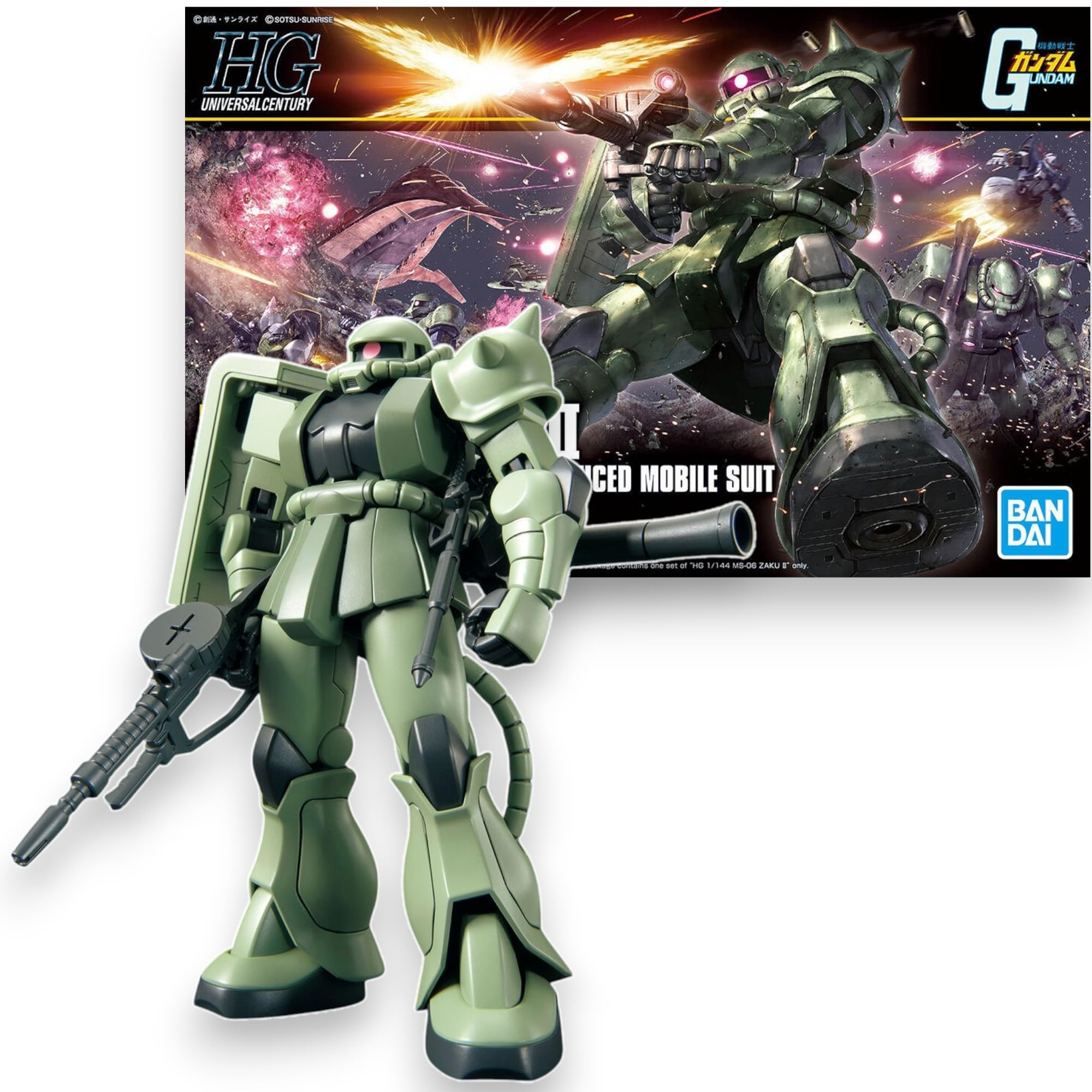 BANDAI SPIRITS HG Zaku II (Mobile Suit Gundam) - 1/144 Scale Model Kit | Snap-Fit Assembly | No Glue or Paint Required 1
