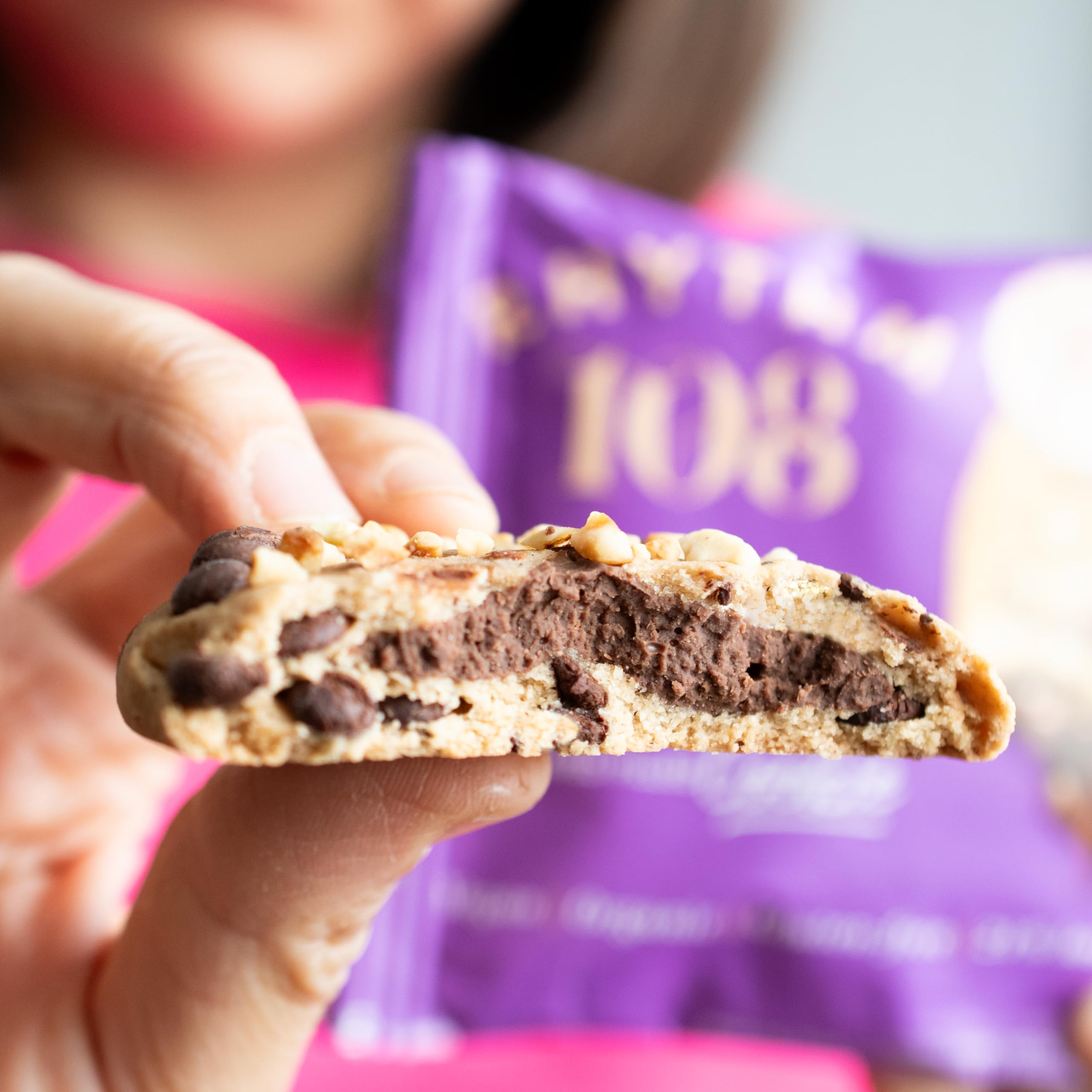 Rhythm 108 Swiss Organic Vegan Hazelnut Chocolate Praline Soft-Baked Cookies | 12 Pack (50g Each)