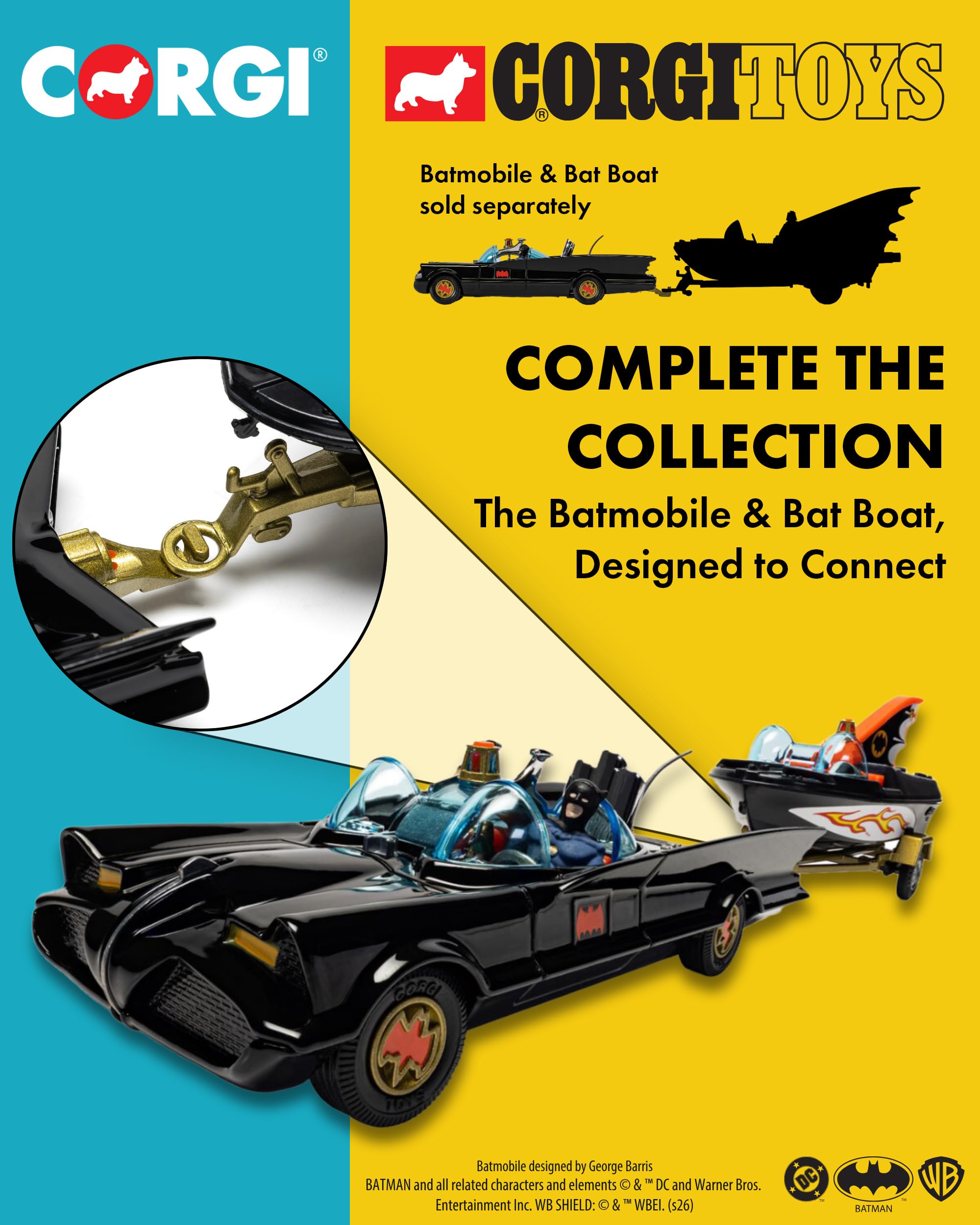 Corgi RT26701 Diecast Model Batmobile with Batman and Robin | Metal Construction | Black 6