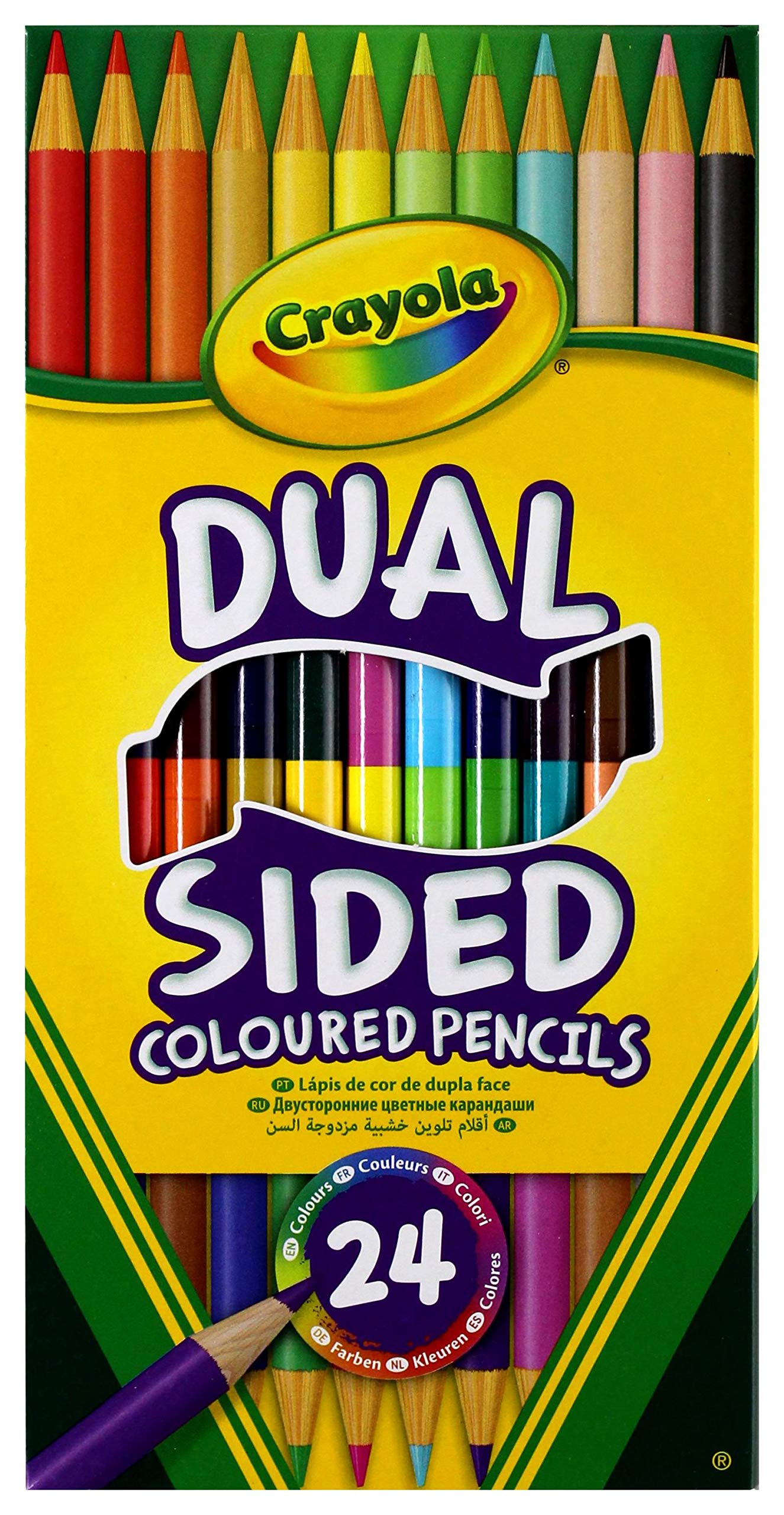 CRAYOLA Dual-Sided Colouring Pencils - 12 Pencils (24 Colours) | Thick Soft Lead | Ages 3+ 6