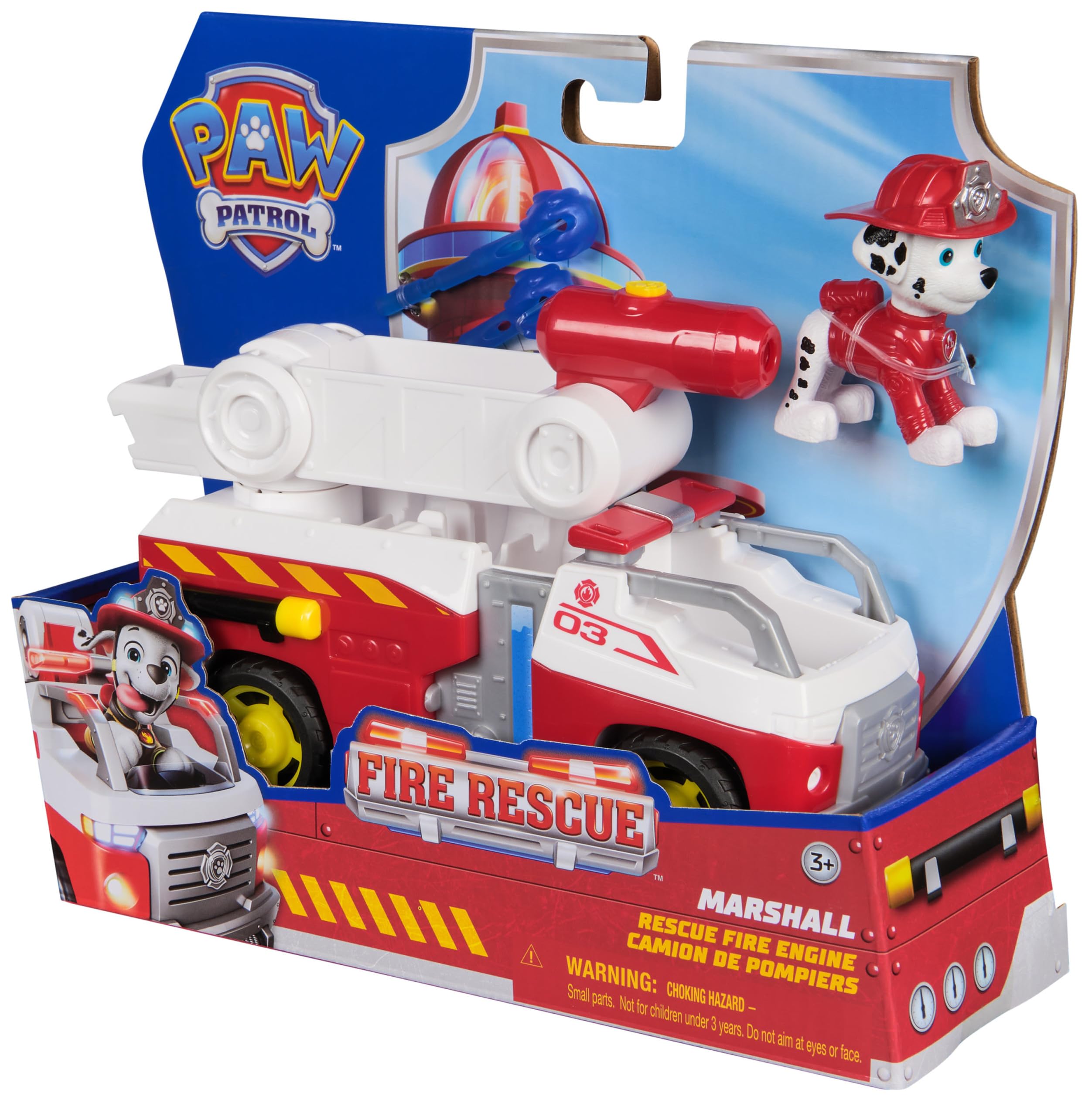 Paw Patrol Marshall Rescue Fire Engine with Action Figure & Projectile Launcher - Fire Truck Toy for Kids 3+ 8