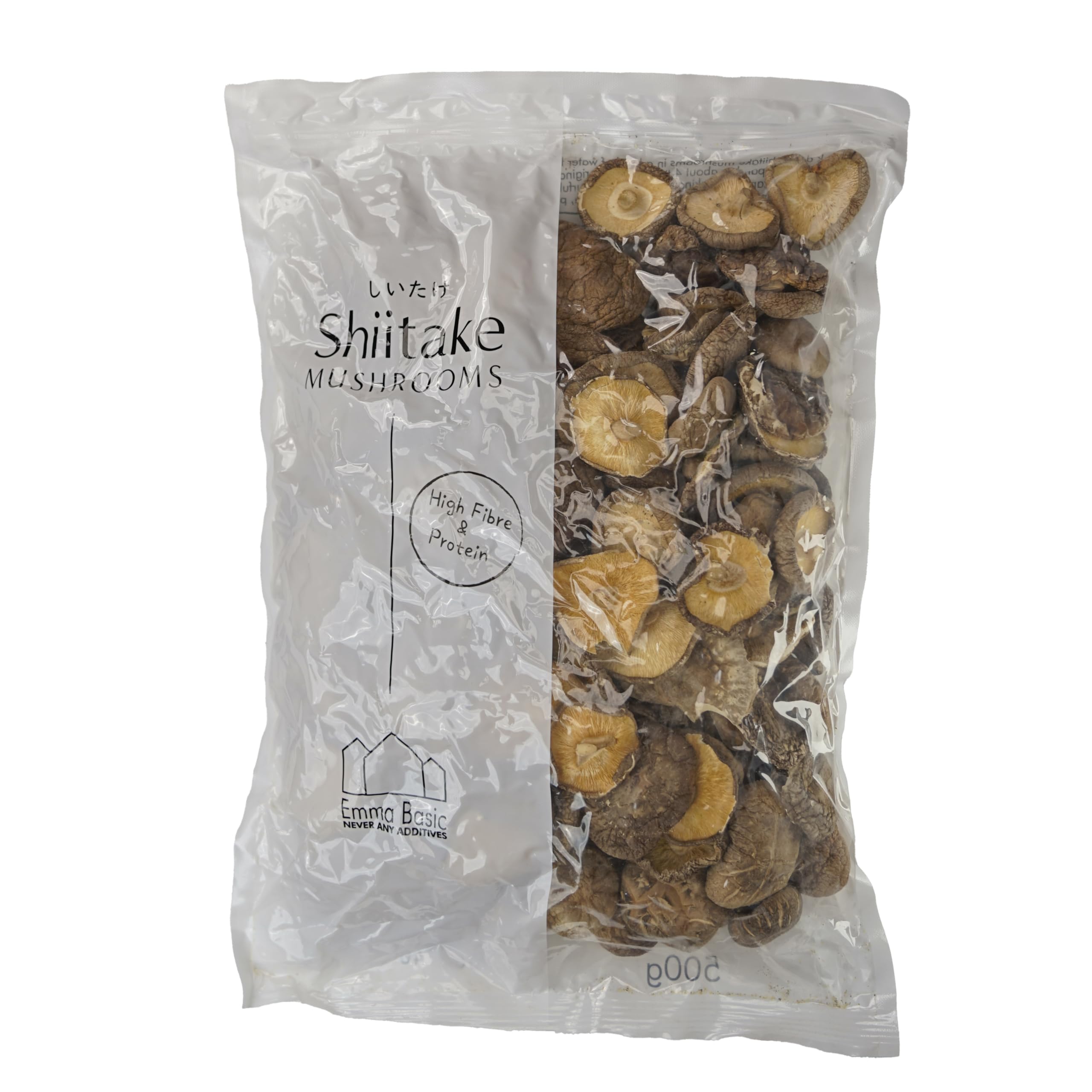Emma Basic Dried Shiitake Mushroom - High Protein & Fibre | Umami Flavour | 500g Whole