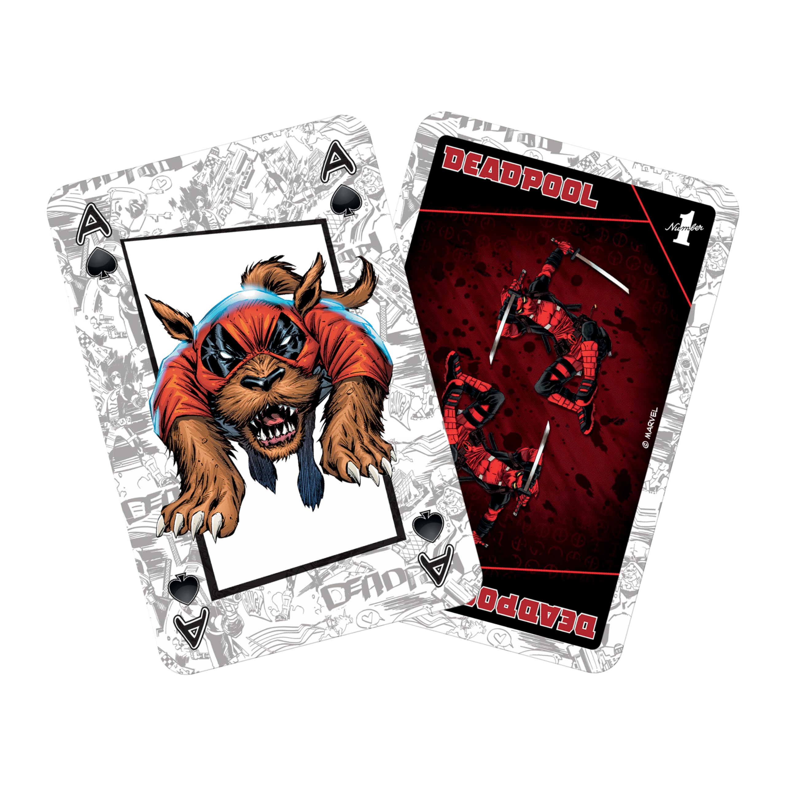 Waddingtons Number 1 Deadpool Playing Cards - 52 Cards + 2 Jokers | Paper | Red 3