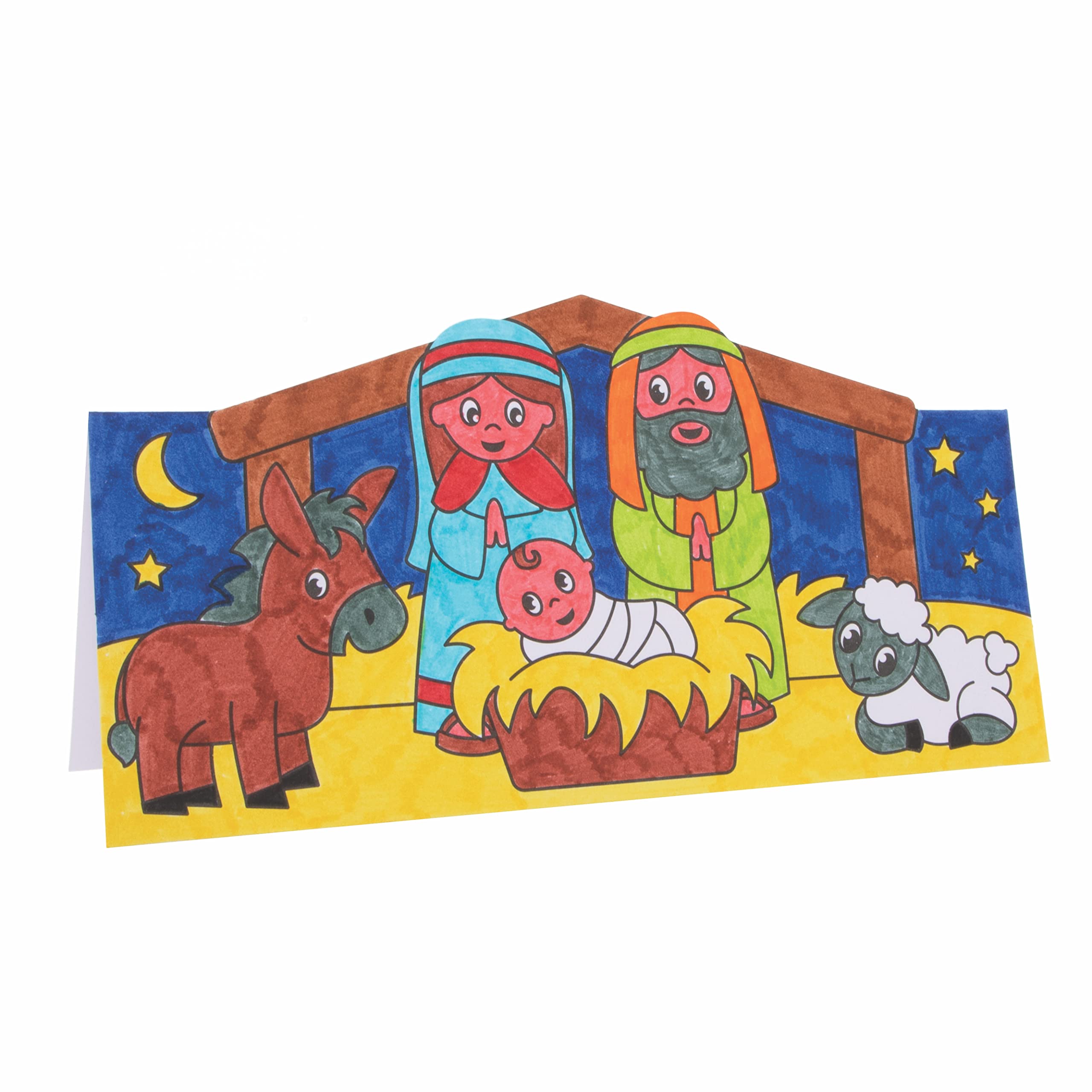 Baker Ross FC270 Nativity Colour In Pop Up Cards - Pack of 10 Christmas Craft Kit 9