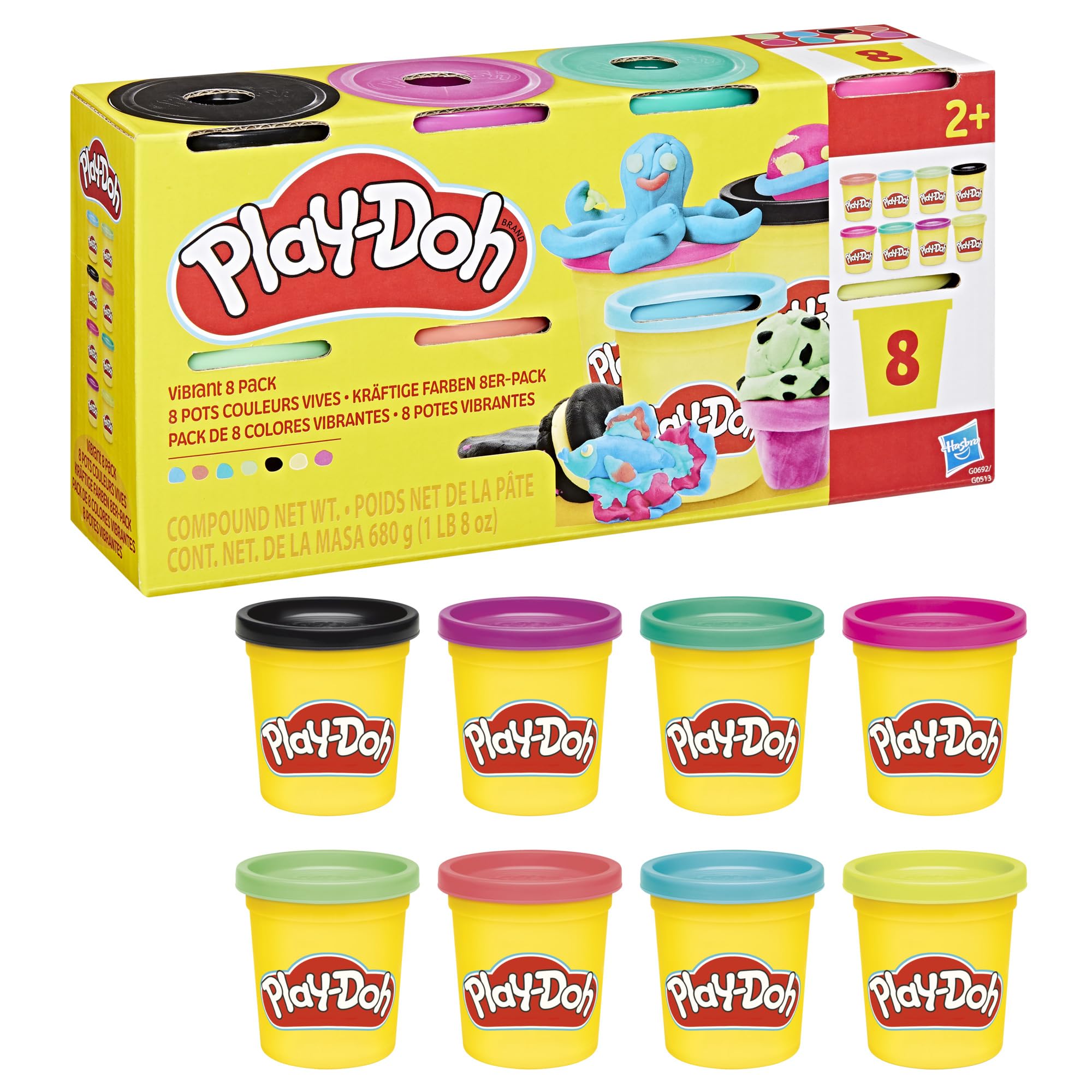 Play-Doh Modelling Compound - 8 Pack Vibrant Colours Mini Cans | Non-Toxic | Ages 2+